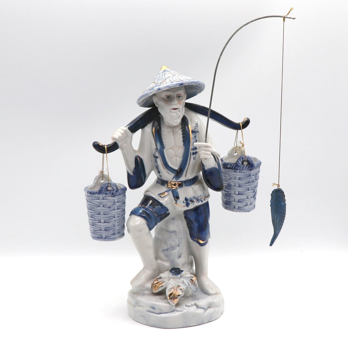 陶器人形・釣り・翁・嫗・インテリア・置物・No.210608-05・梱包サイズ