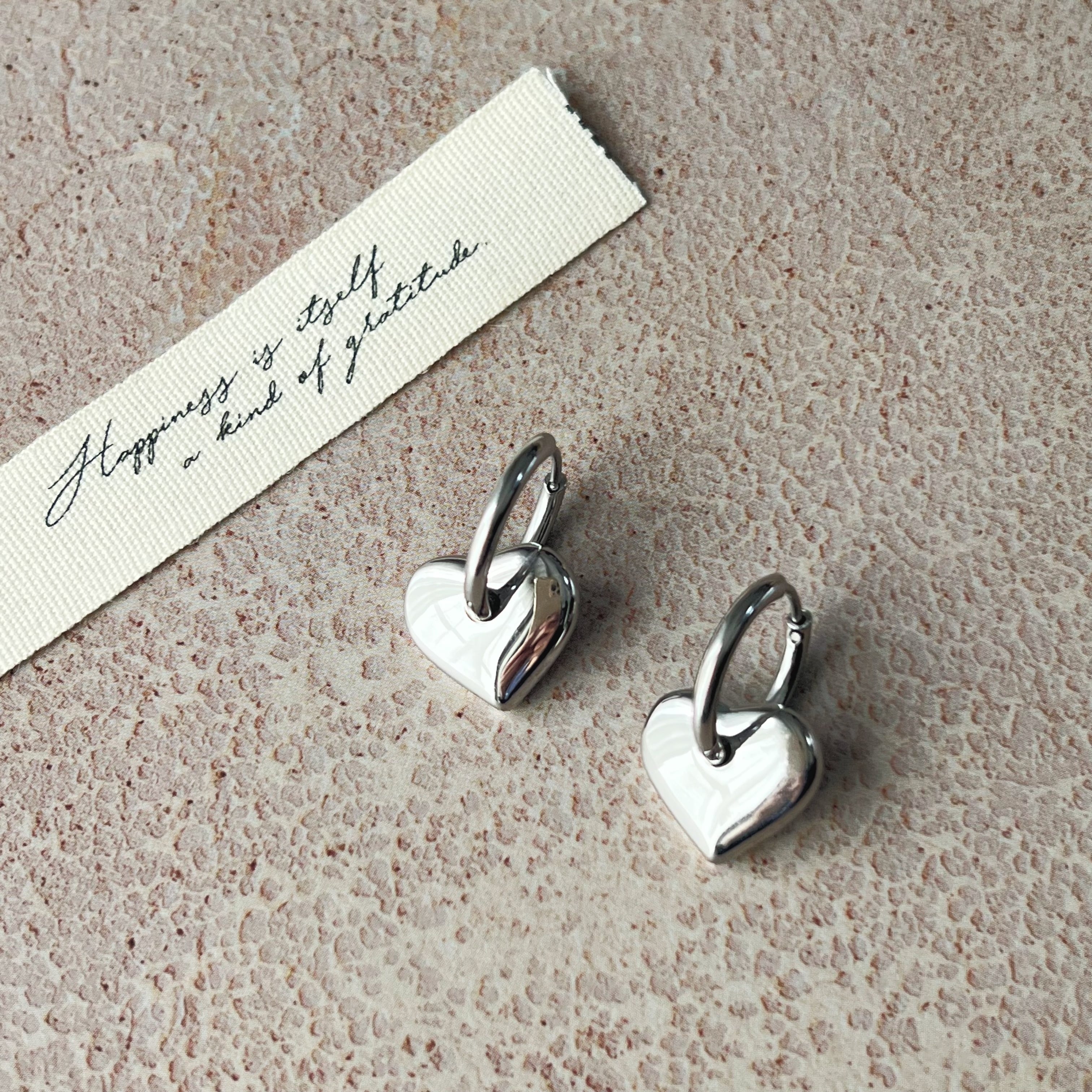 新作】シルバー925 ハートのフープピアス シルバー シンプル 付けっ