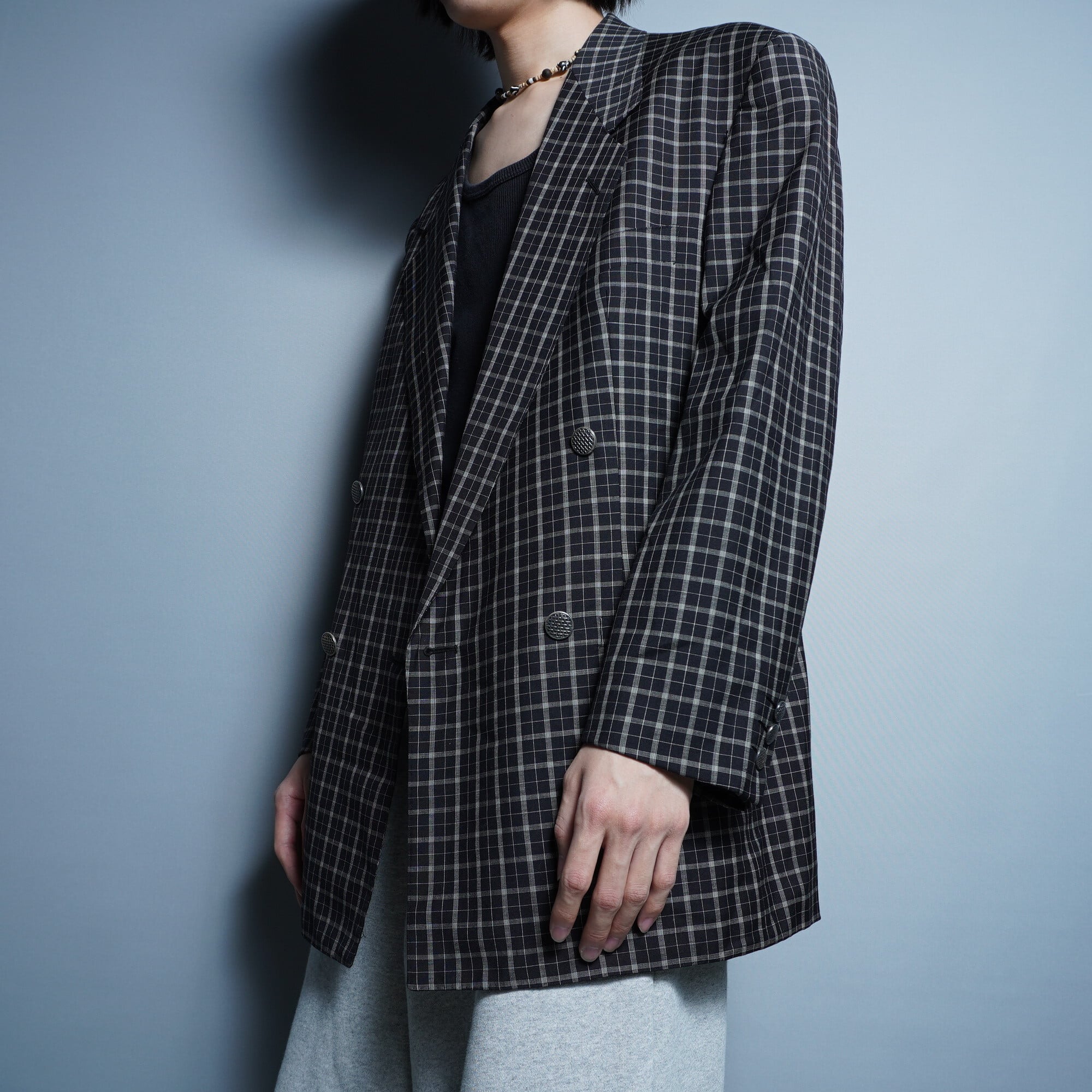 VERSACE】ヴェルサーチェ チェック柄メタルボタン セットアップスーツ