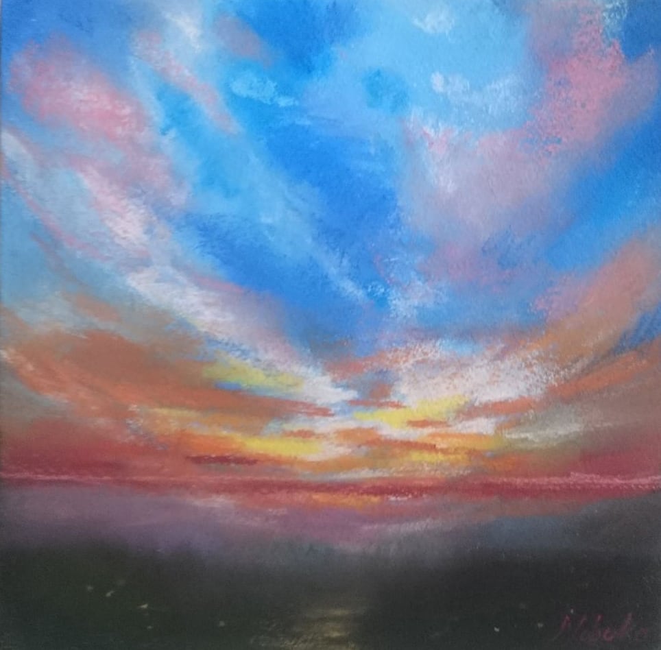 夕焼け（原画） | 大久保信子の絵画ショップ（日本画・水彩画