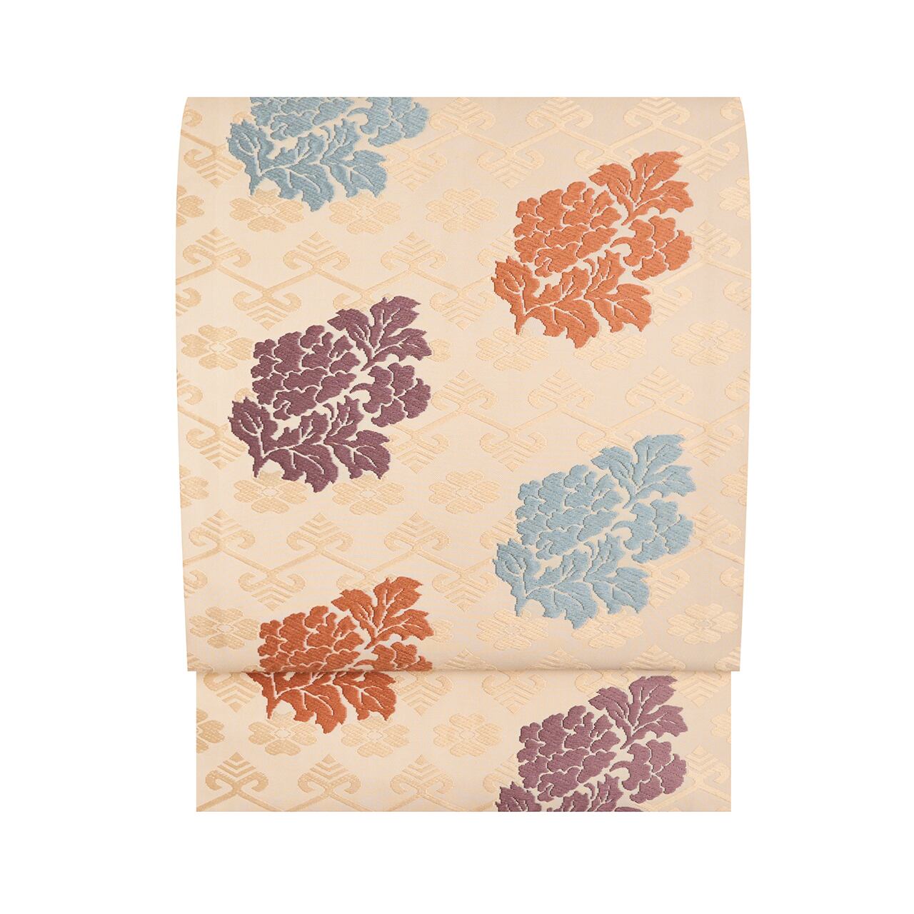 人間国宝 喜多川俵二 有職文様 二陪織開名古屋帯【中古】 | かわの屋