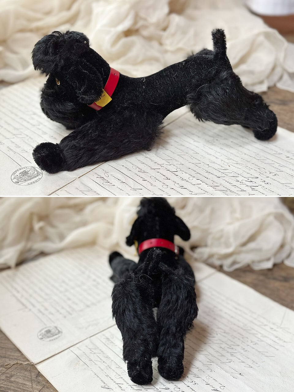 犬のぬいぐるみ Steiffシュタイフ 黒プードル中 | Brocante de La
