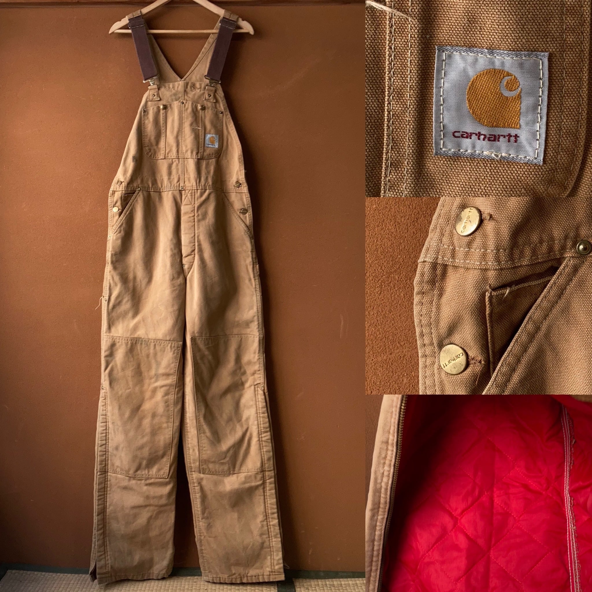 90's Carhartt USA製ダックオーバーオール 裏地付き ダブルニー