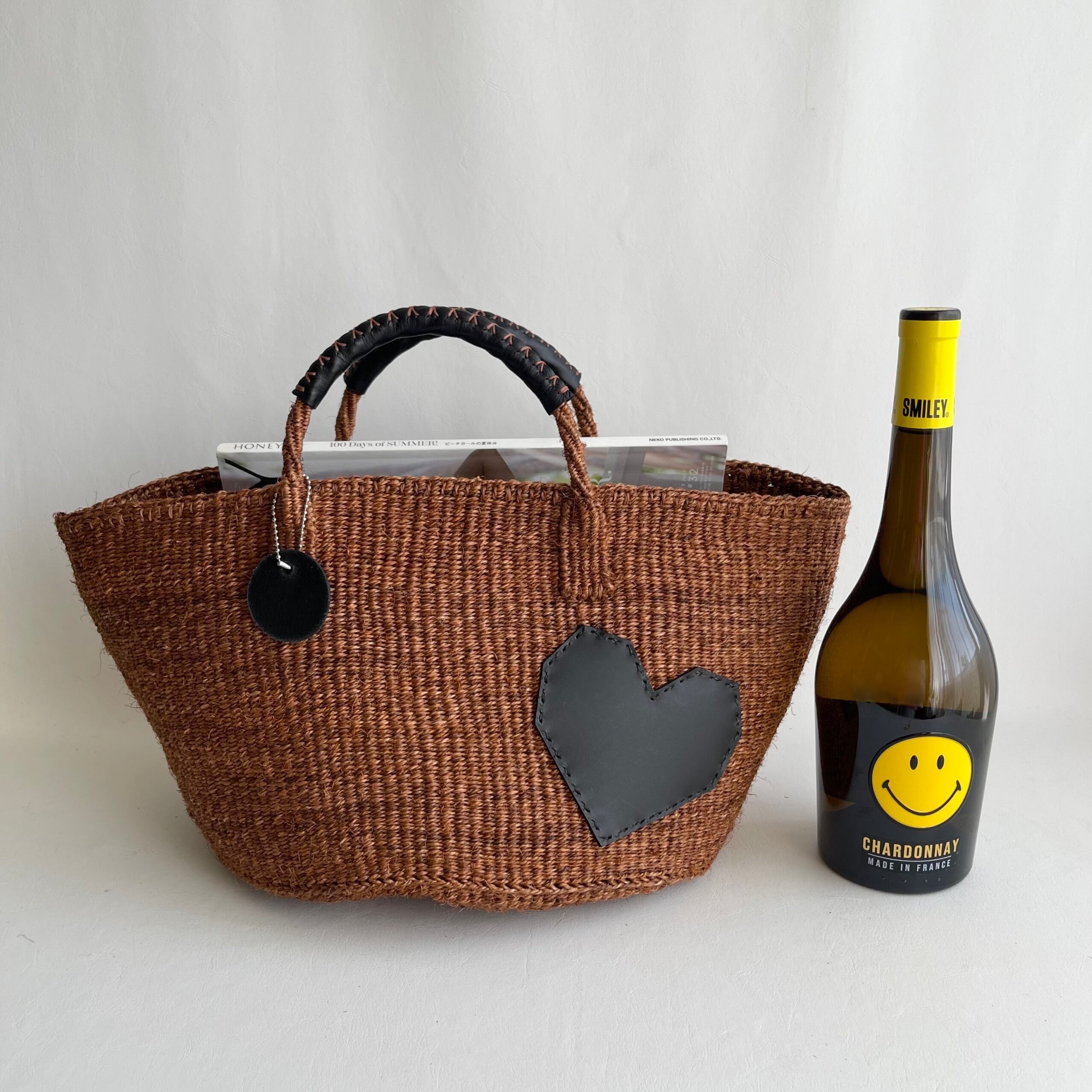 Kago-Bag / ML / BROWNxBLACK / HEART / かごバッグ | meong blue