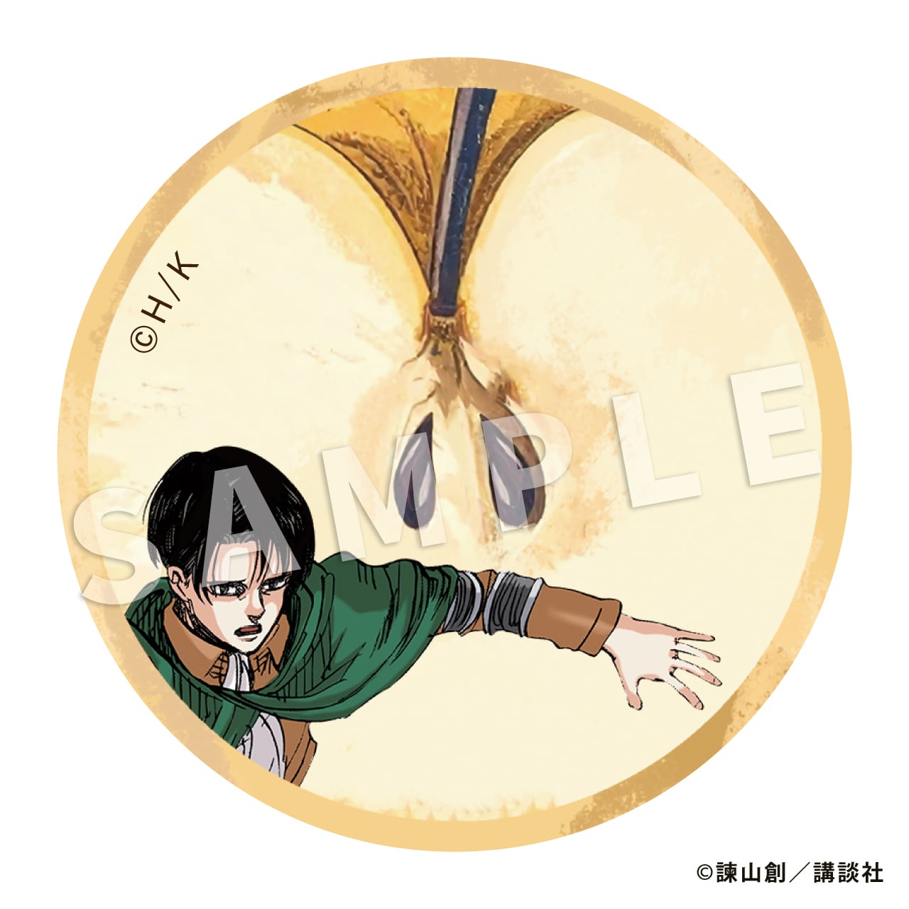 進撃の日田フルーツ缶バッジ リヴァイ×日田梨 4個セット | hyappyo