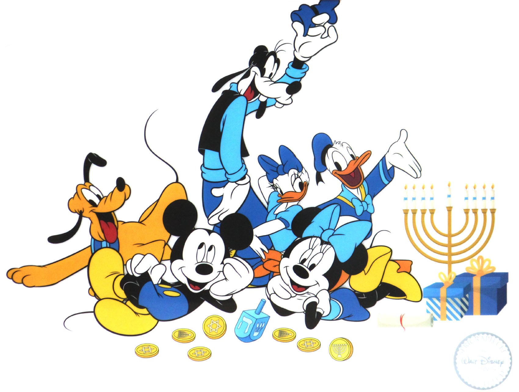 ディズニー セル画「ハヌカー ミッキー&ミニー」額縁2種選択可 展示用