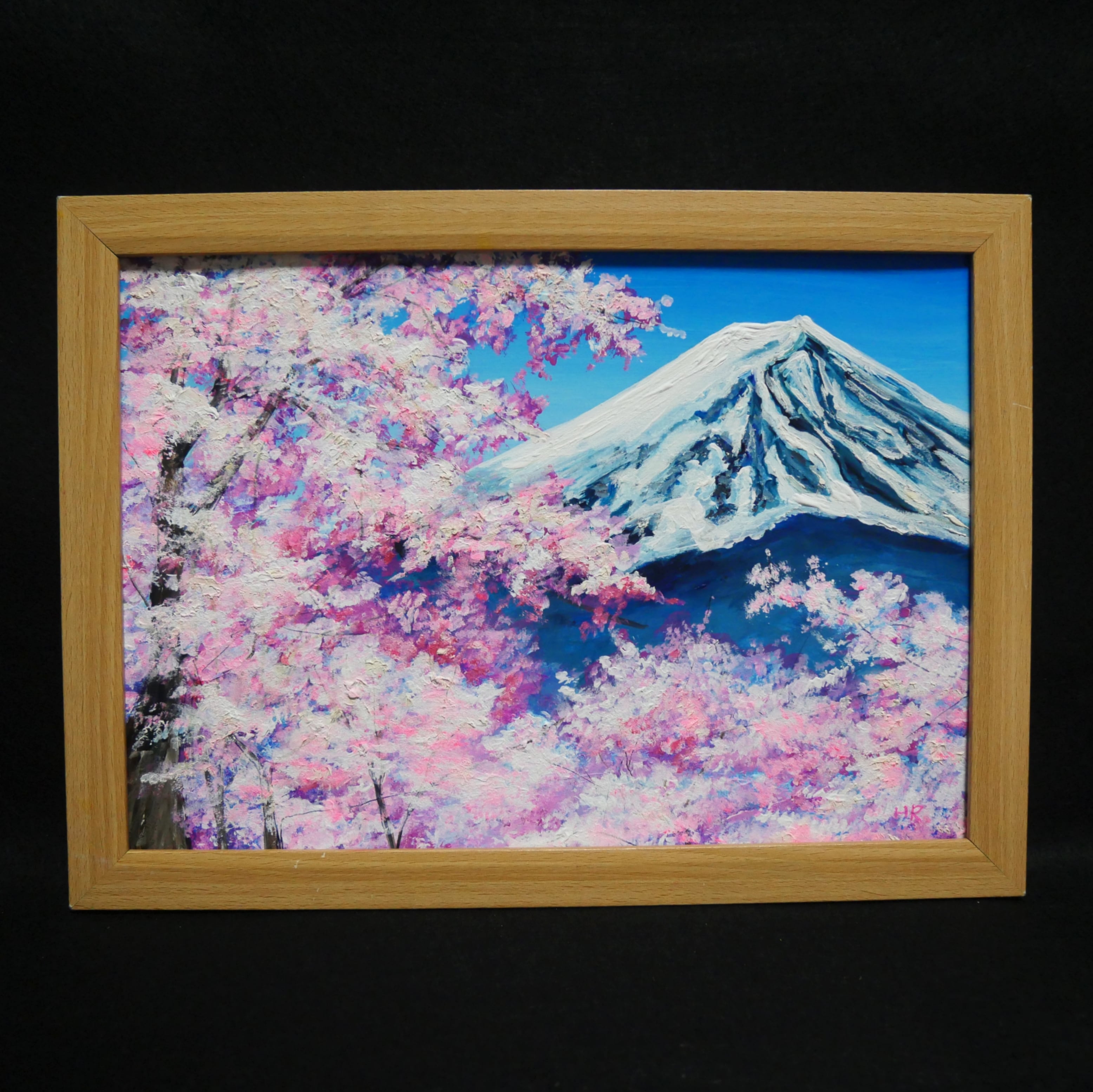油絵 油彩 油彩画 絵画 絵【桜の富士山】 | HIROSHI1990
