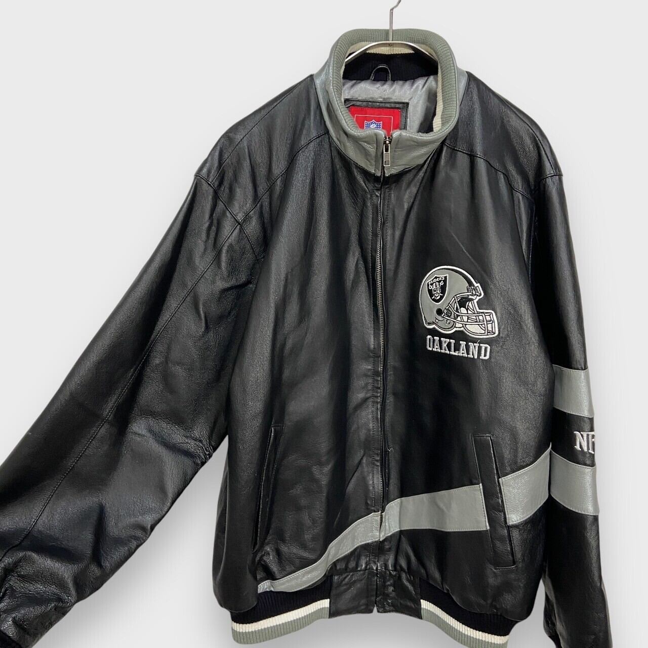 NFL オークランド・レイダース レザースタジャン 黒 M チーム