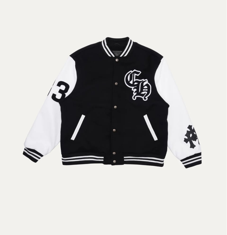 CHROME HEARTS クロムハーツ Cashmere and Leather Varsity Jacket