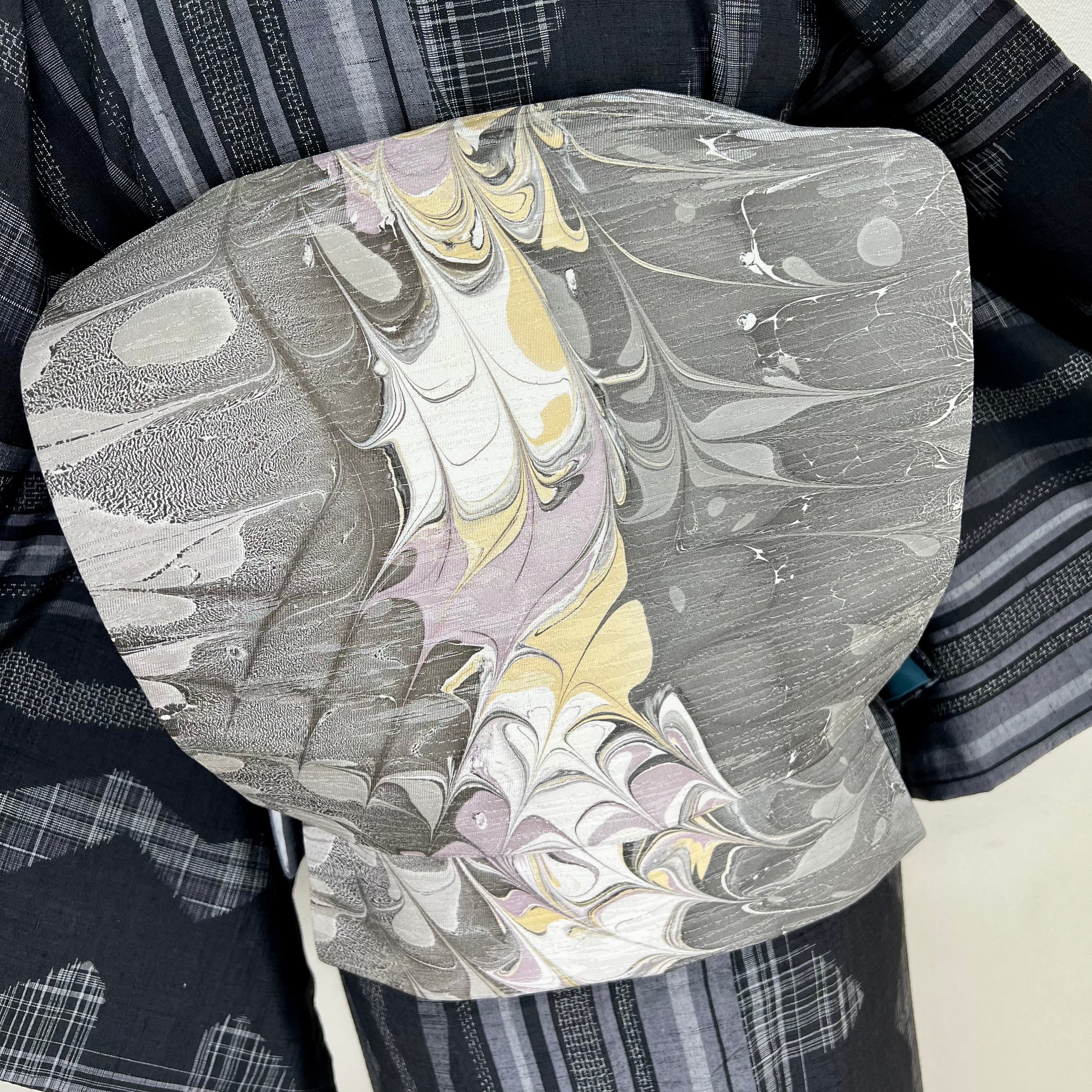 未使用品【本墨流し染】作家物 9寸名古屋帯 正絹 s487 | 着物 夢美月