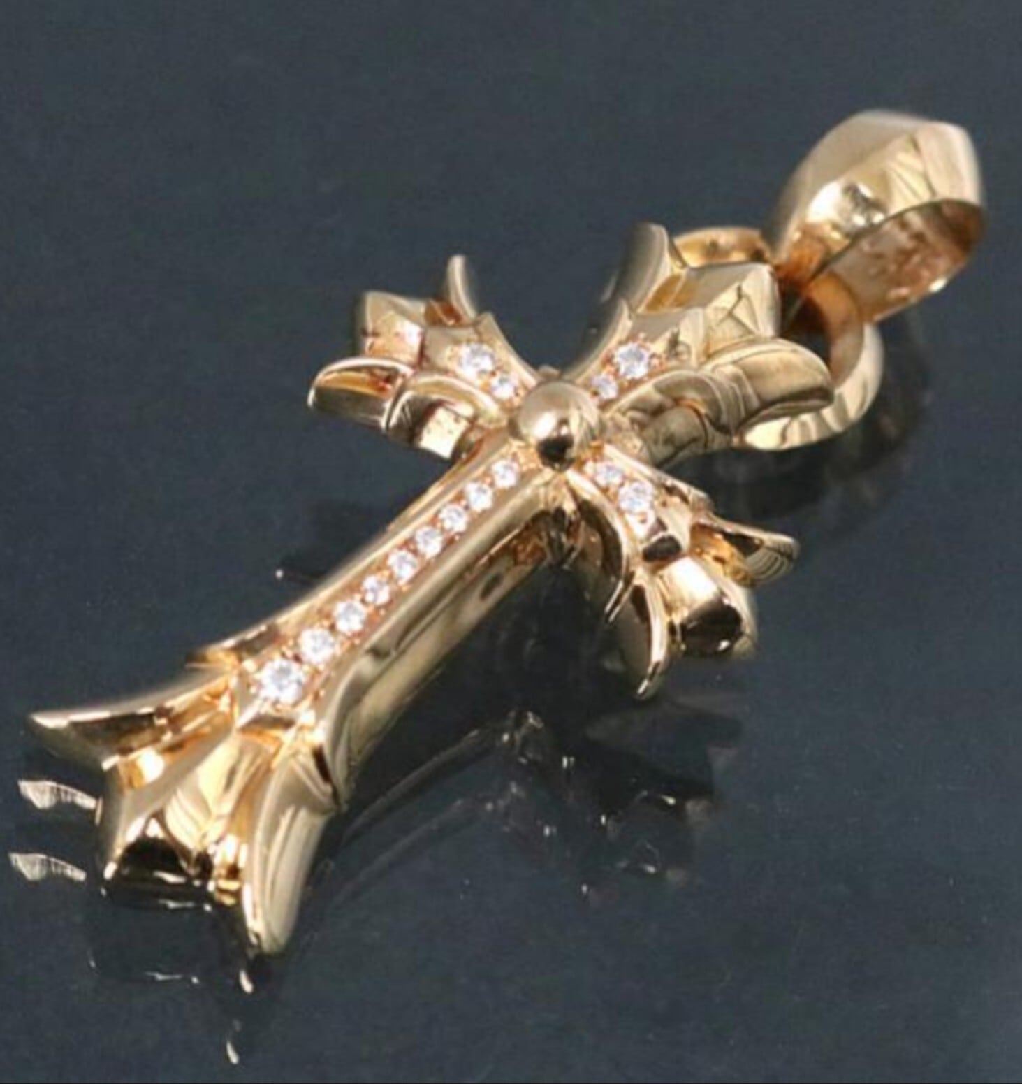 CHROME HEARTS クロムハーツ 22K ダブル CHクロス Withベイル スモール