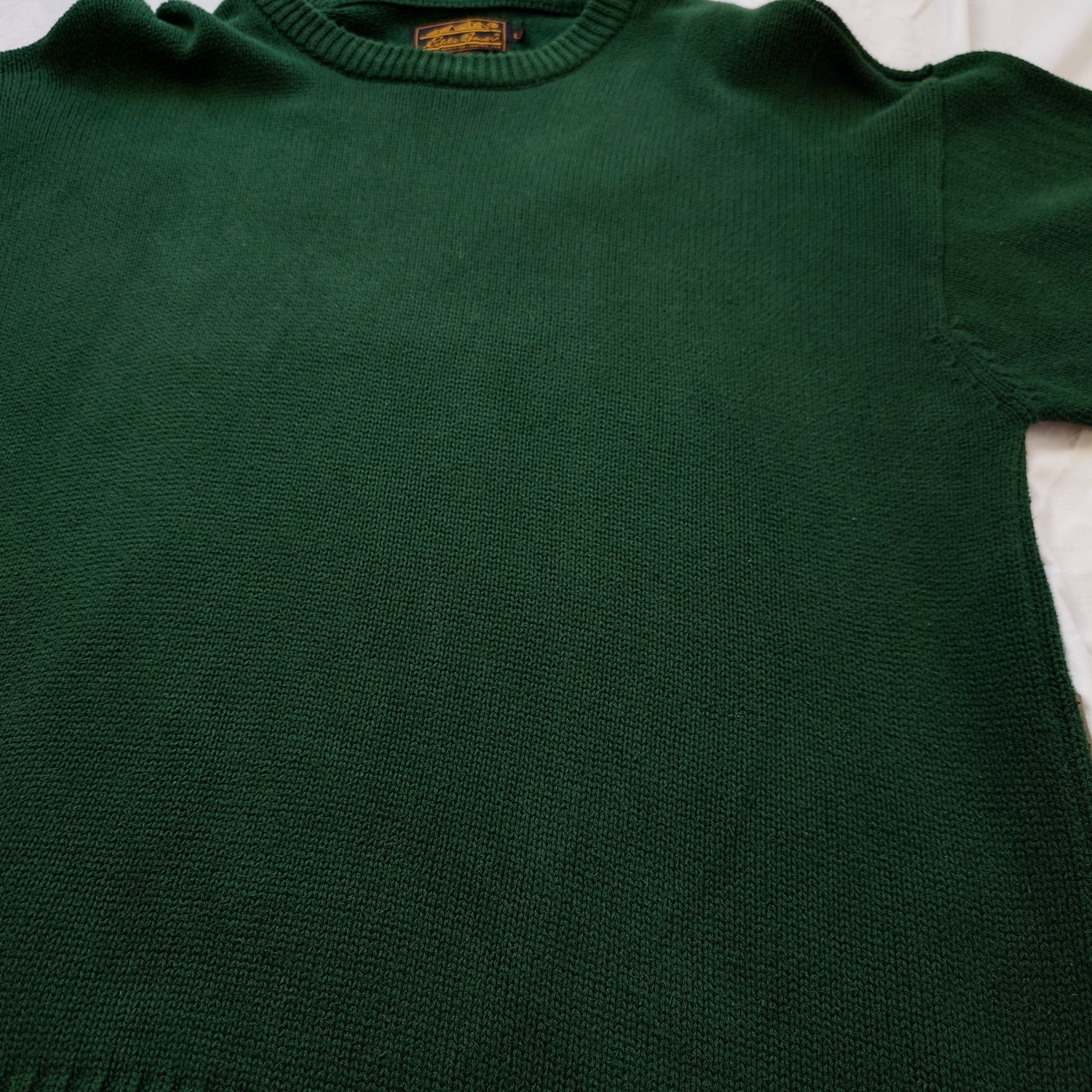 80s】Eddie Bauer エディーバウアー コットンニット 黒タグ 緑