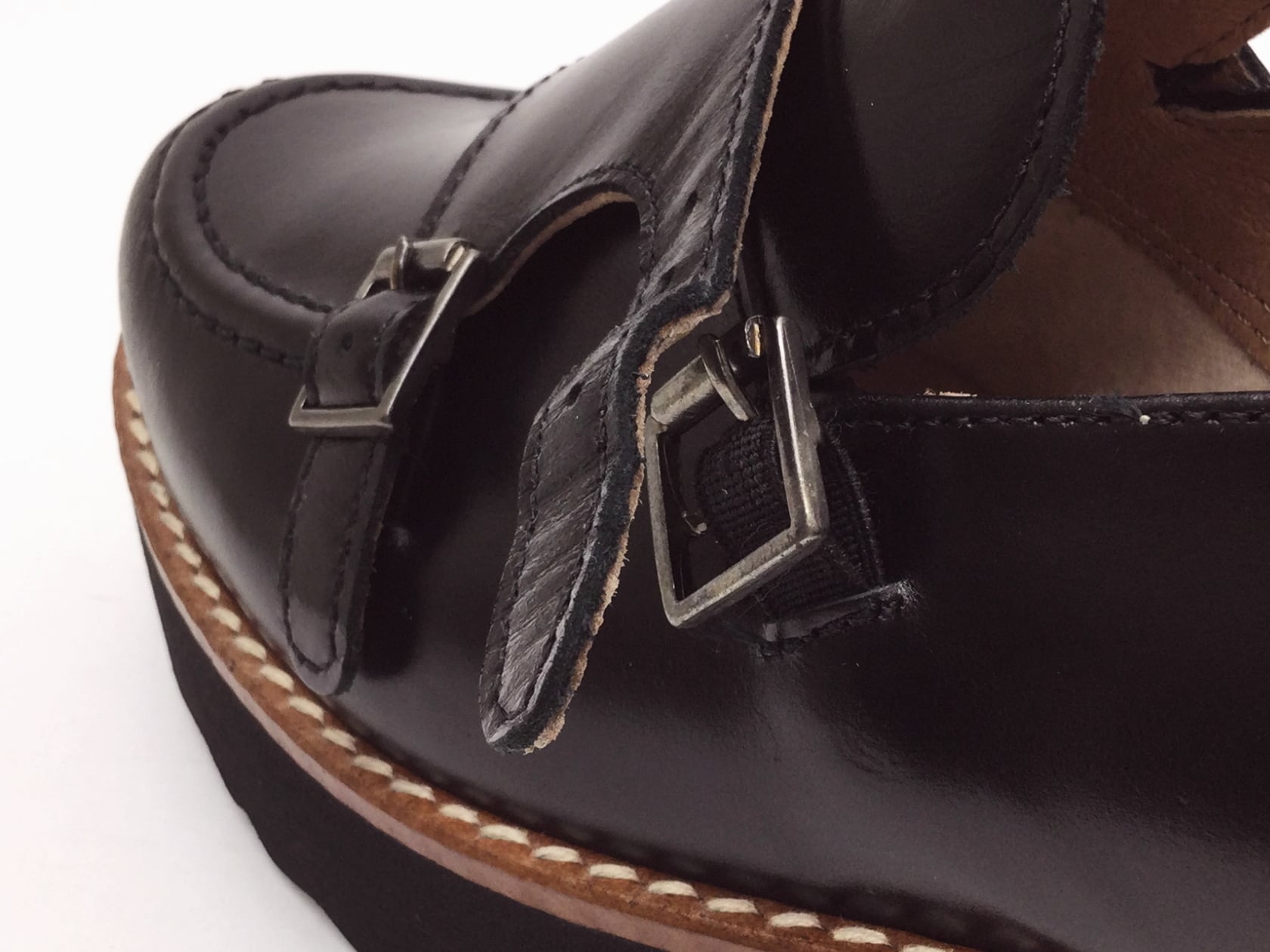 ボントレ】 #31307 ブラック BLACK レディース 厚底ダブルモンク