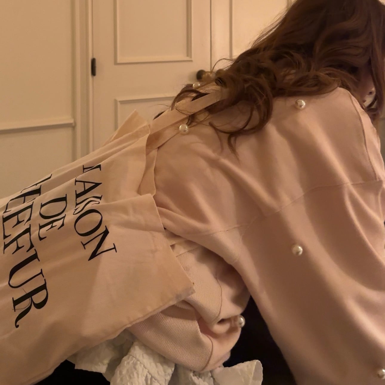 MARREY ME マリーミー パール ボンディング スウェット キャメル