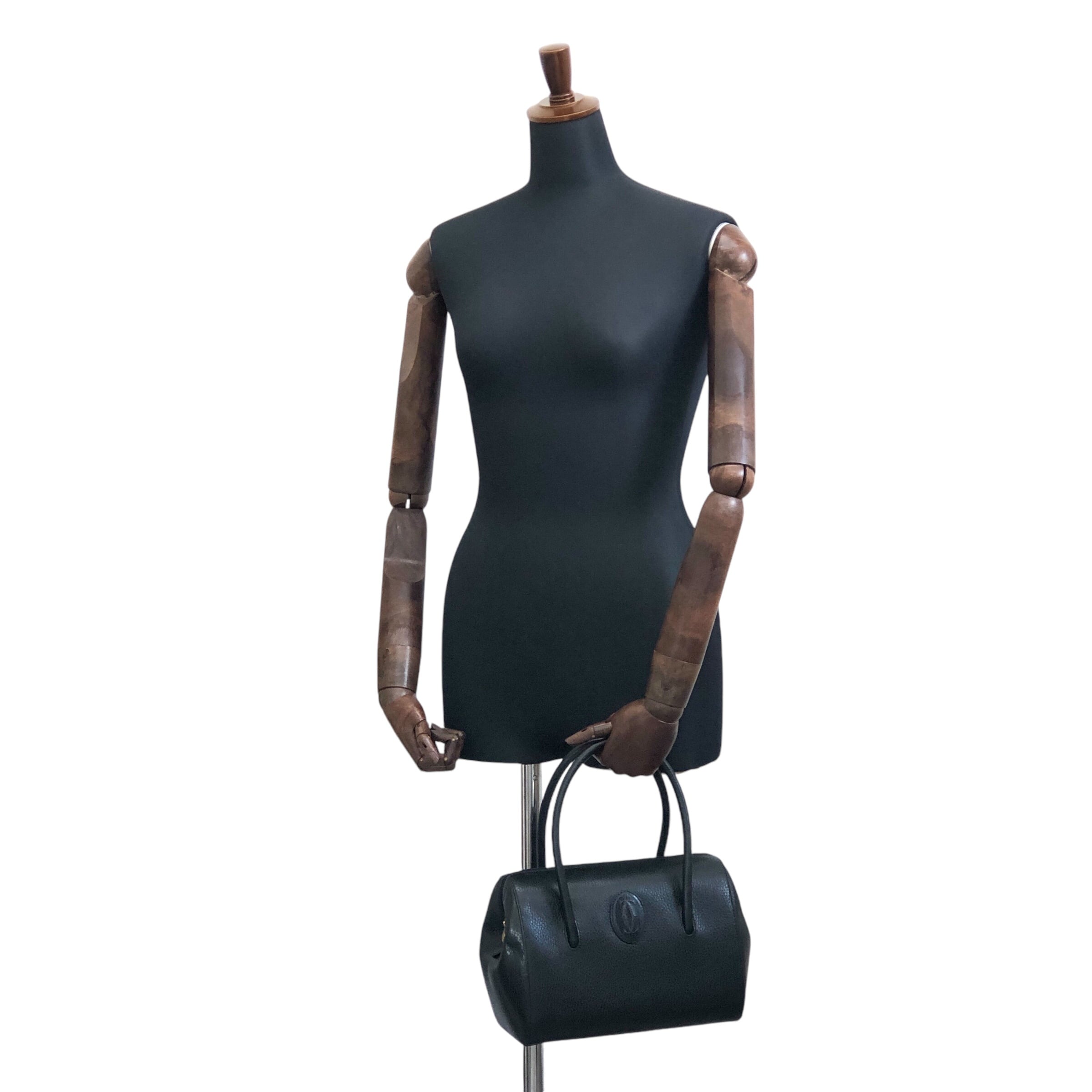 Cartier カルティエ マストライン ハンドバッグ ブラック ロゴ レザー