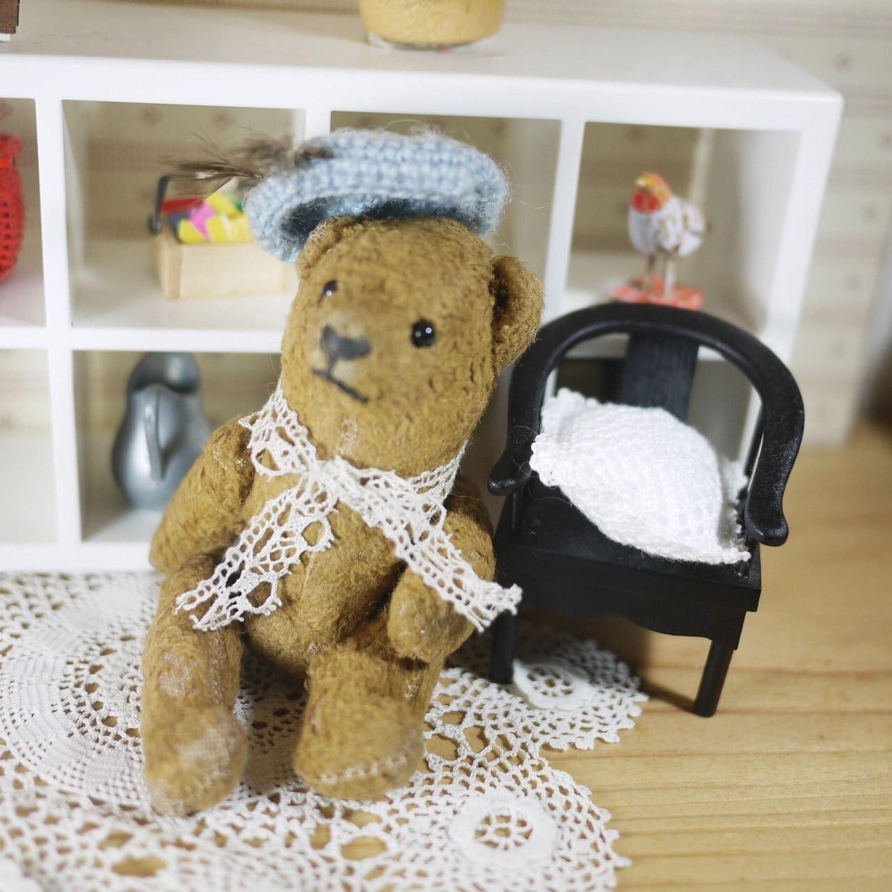 テディベア 緑色のクマ 熊 編みぐるみ 元気の出る顔 テディベア 緑色の