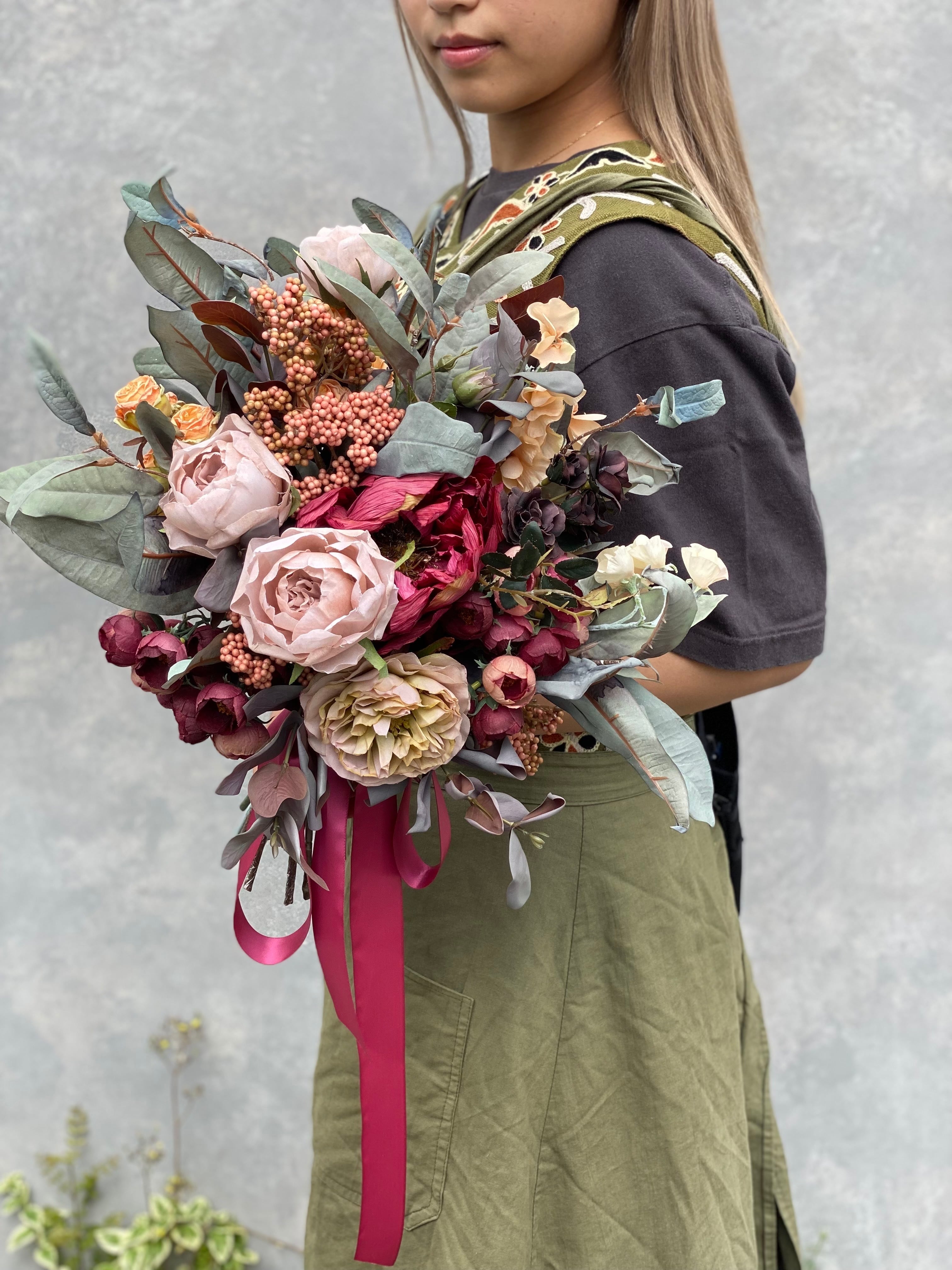 ｵｰﾀﾞｰ可】￥27500 weddingｱｰﾃｨﾌｨｼｬﾙﾌﾗﾜｰ（造花）ｸﾗｯﾁﾌﾞｰｹ☆完全ｵｰﾀﾞｰ