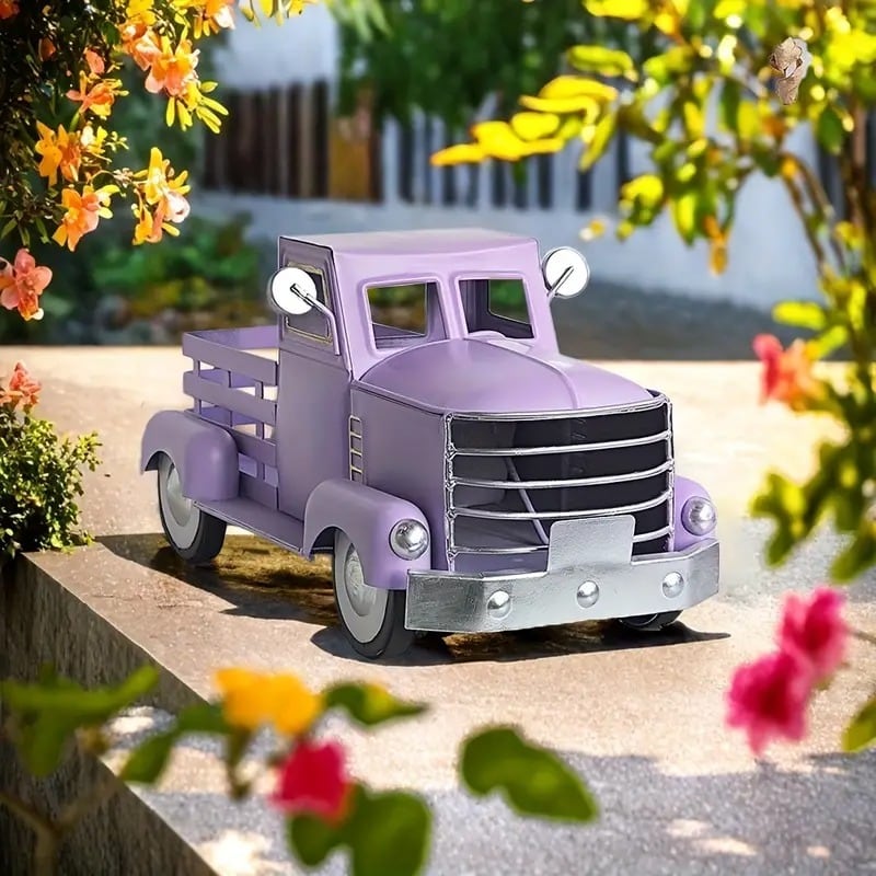 特大 メタル ブリキ 玩具 ピックアップトラック 紫 パープル