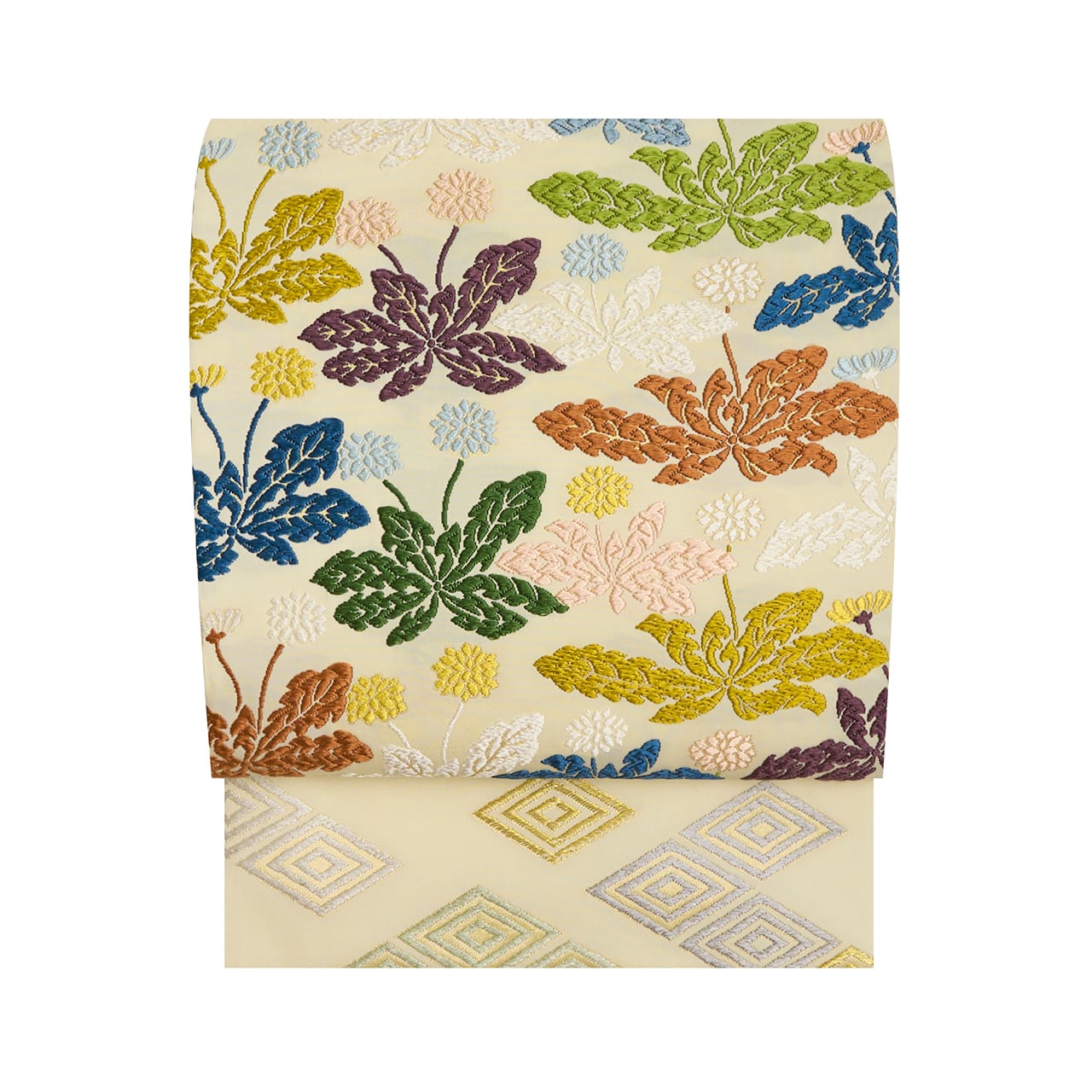 紋意匠鈴木 唐綾錦 「蒲公英に菱文様」袋帯【お仕立て上がり】 | かわの屋