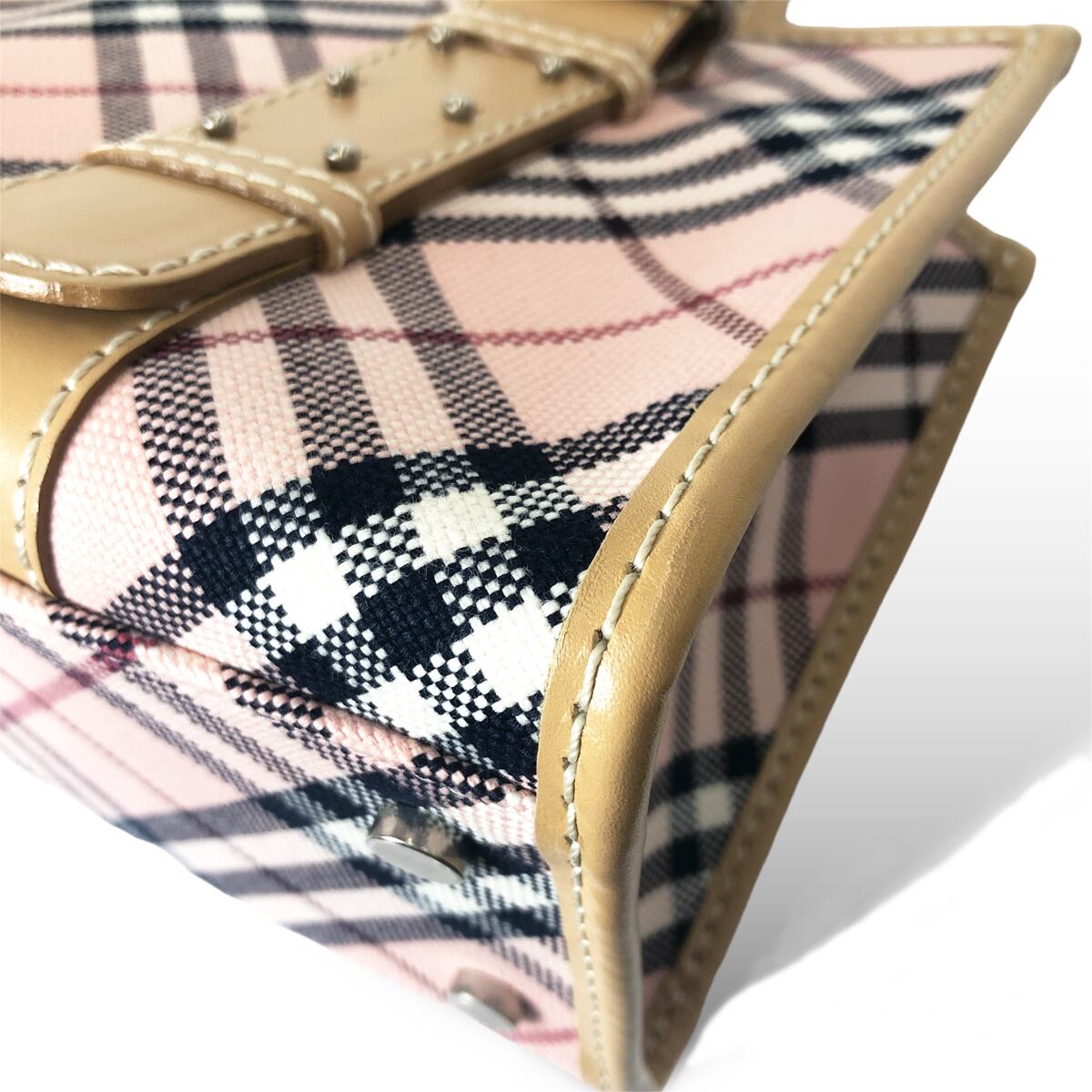 中古】 バーバリー ハンドバッグ ノバチェック ブルーレーベル ピンク