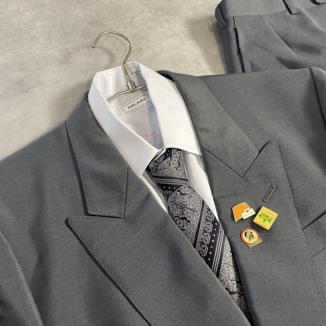 90s ヴィンテージ スーツ ダブル セットアップ ピンズvol.84 グレー