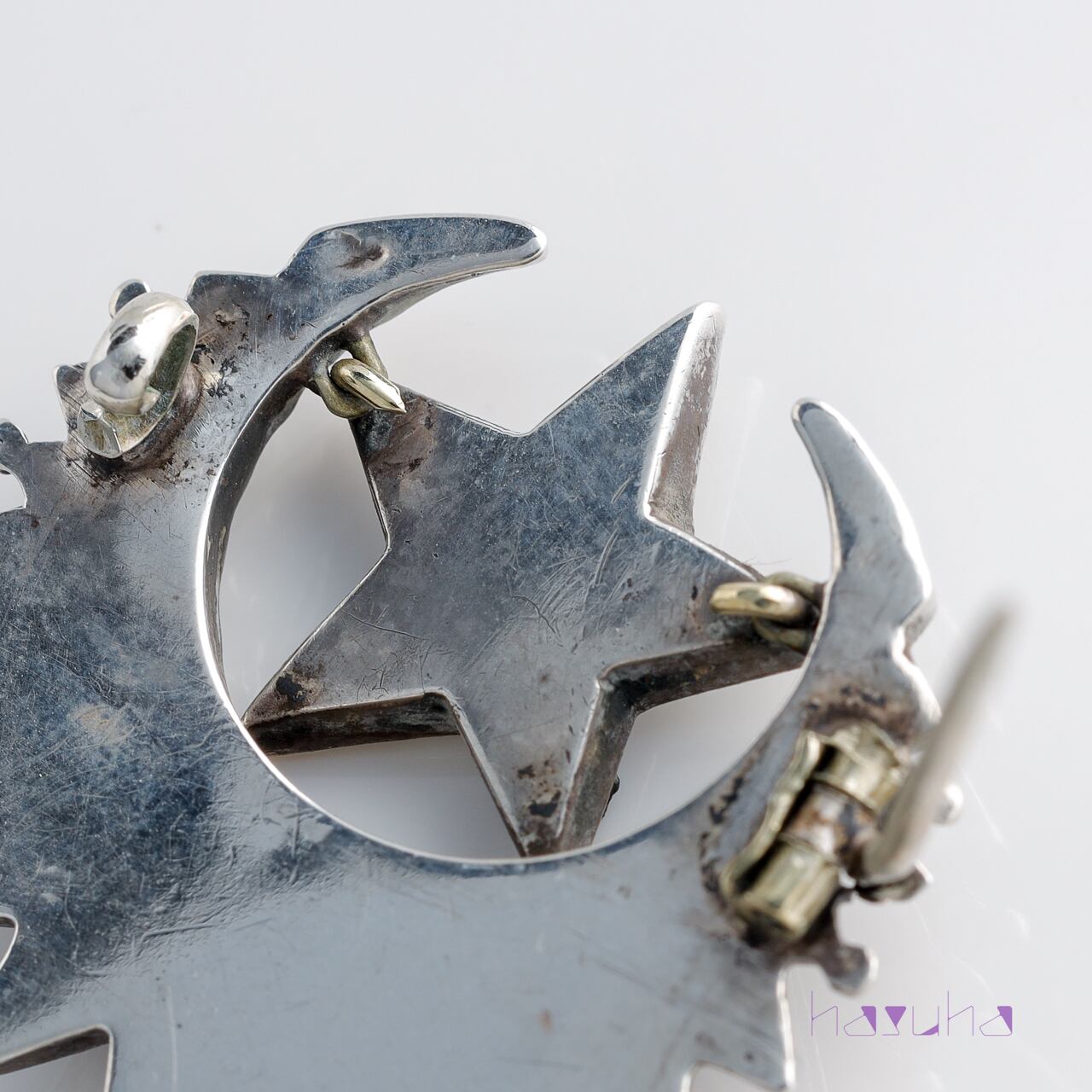 アンティーク スコティッシュ アゲート スター クレセント シルバー