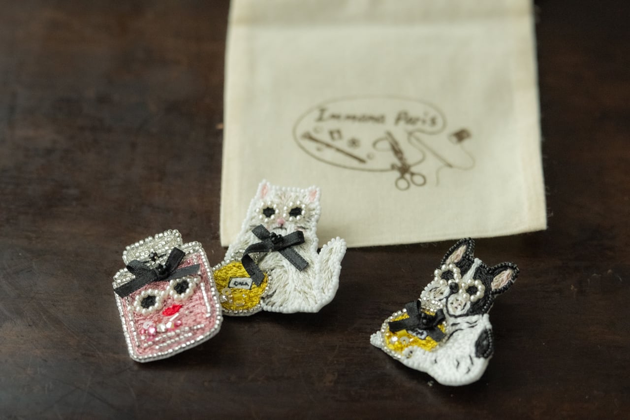 Immana Paris オートクチュールビーズ刺繍のブローチ（2種） | 中村