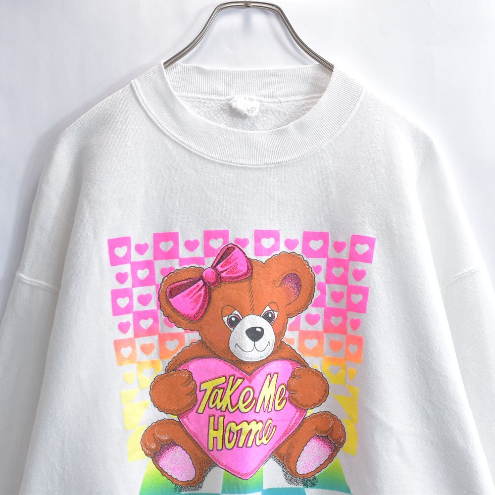 80s カナダ製 FOTL フルーツオブザルーム ファンシー クマさんプリント