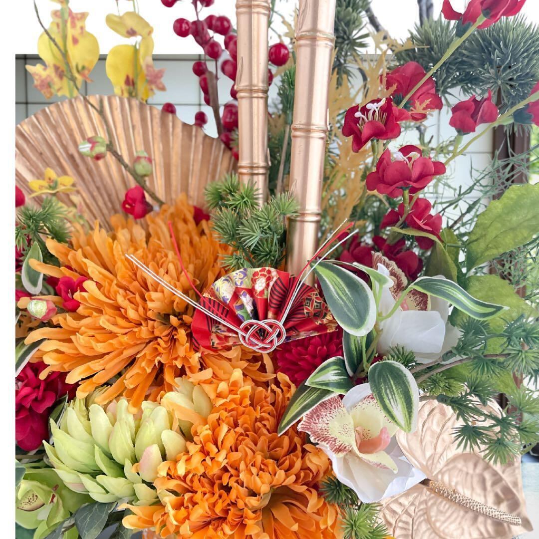 ⑥ 【特大70cm】門松 LL 豪華松竹梅アレンジメント／店舗・商業施 新年