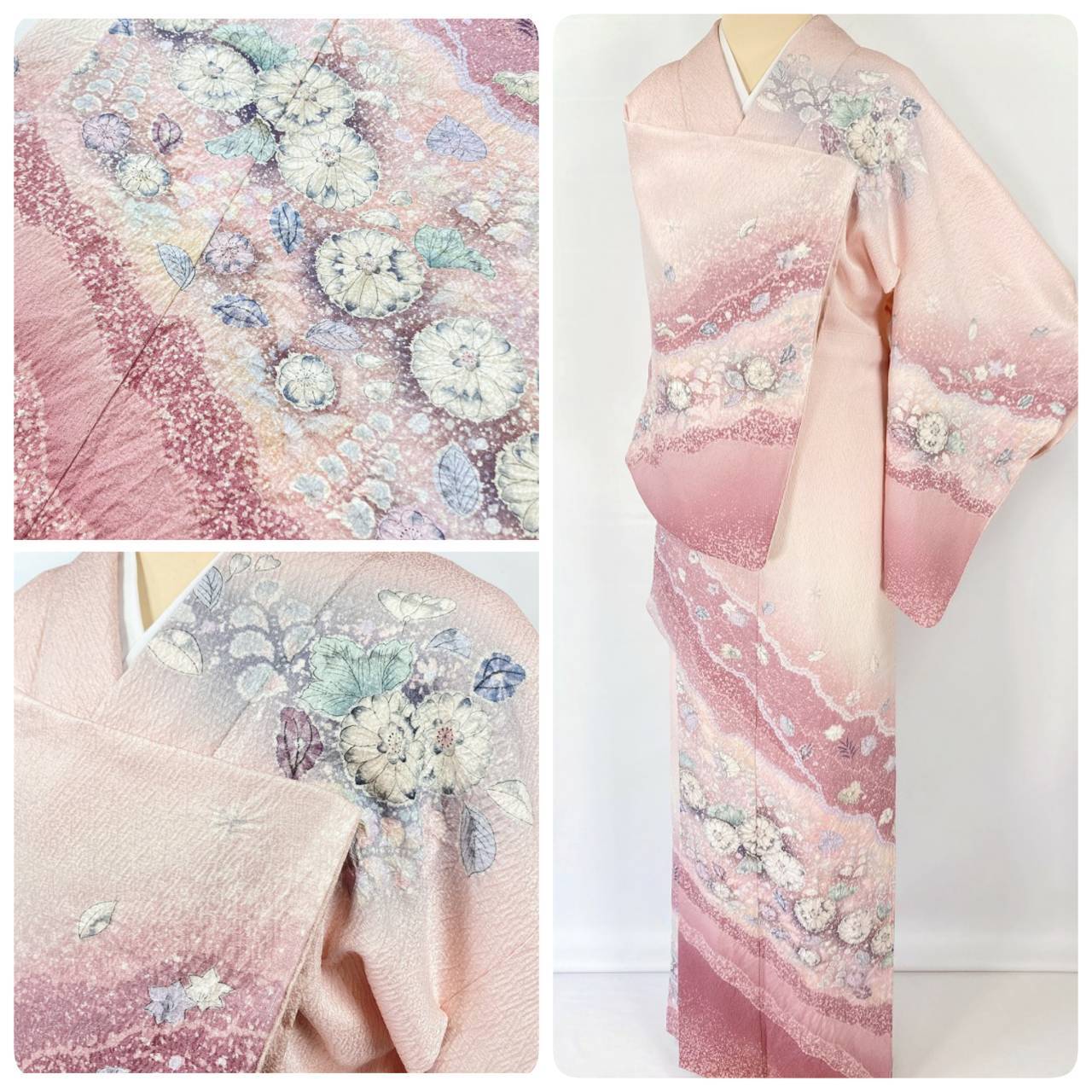 翠山工房 辻が花 総絞り 訪問着 正絹 聴色 ピンク 紫 947 | kimono Re