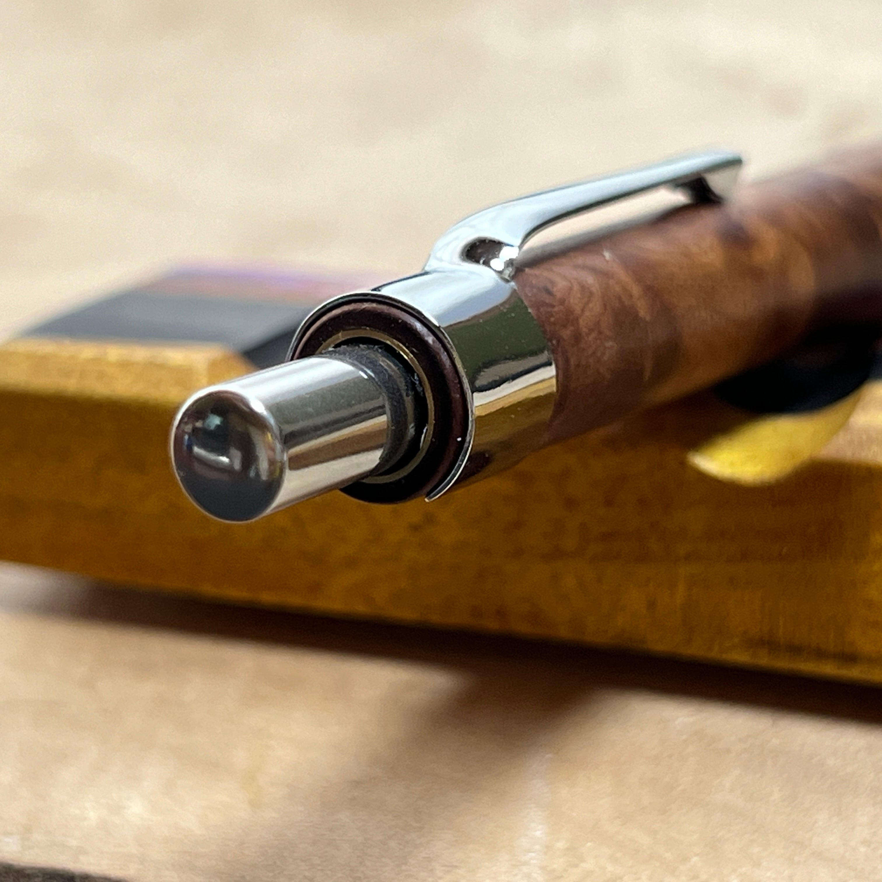 15樺瘤濃色木製シャーペン 強低重心ダブルR ステンレス | handwood