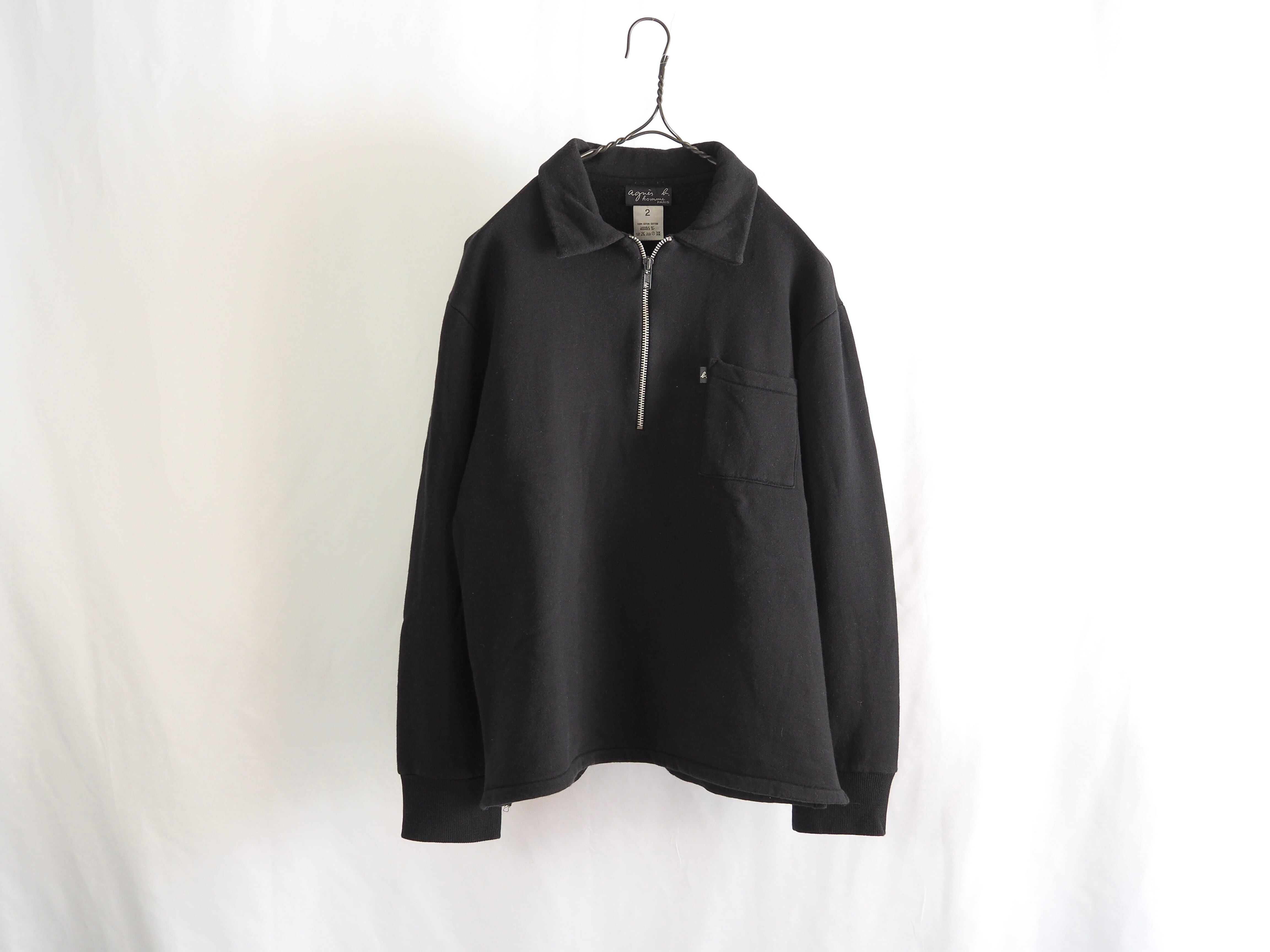agnes b.homme ハーフジップスウェット size:2 ブラック | FESTINA