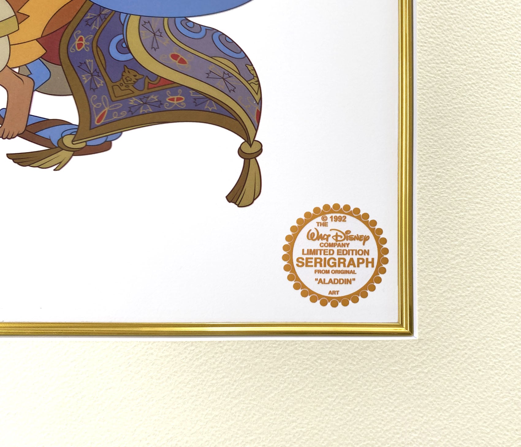 ディズニー セル画「アラジン キャスト」額縁2種選択可 展示用フック付