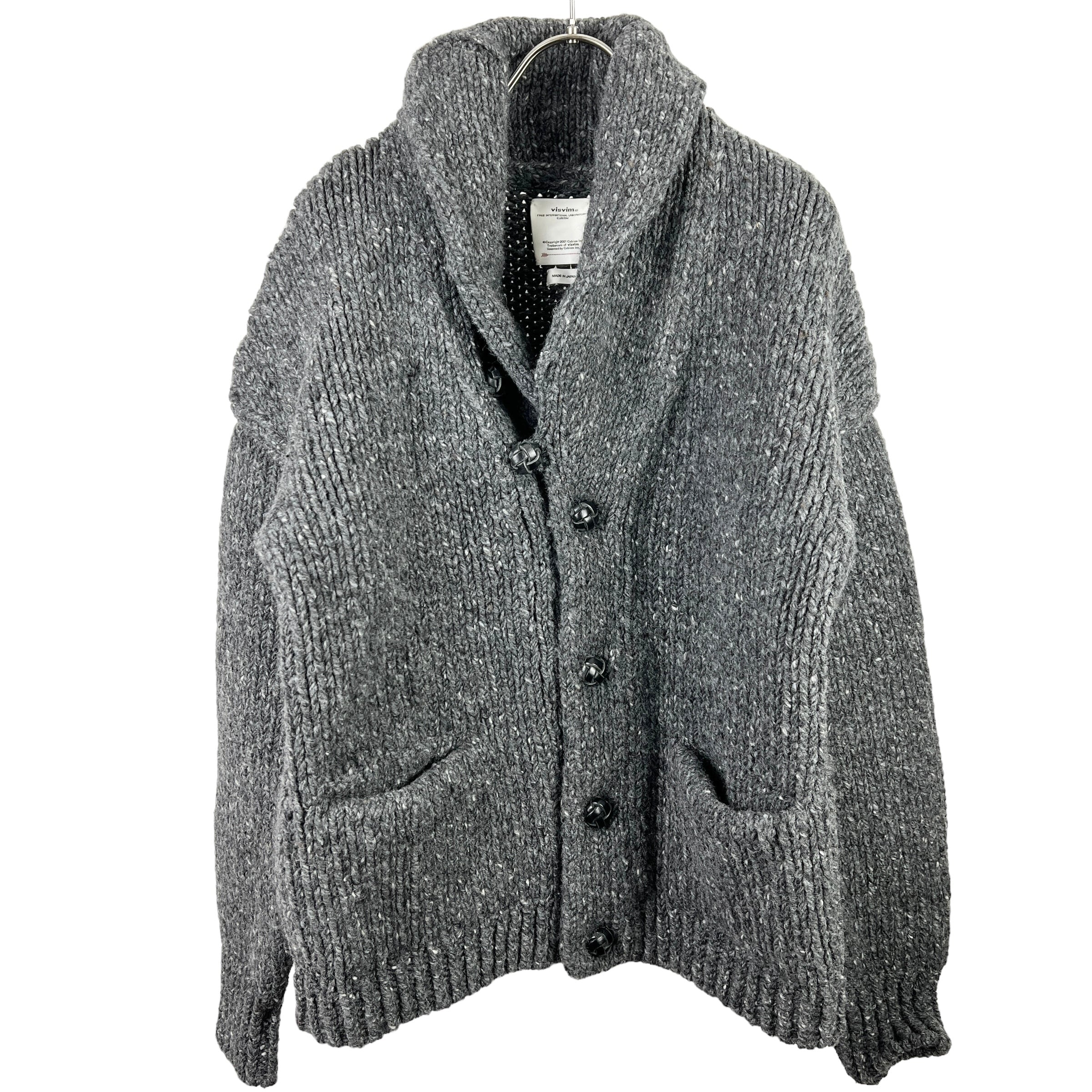 VISVIM(ビズビム) WOOL COWICHAN SHORT HAND-KNIT JACKET (grey