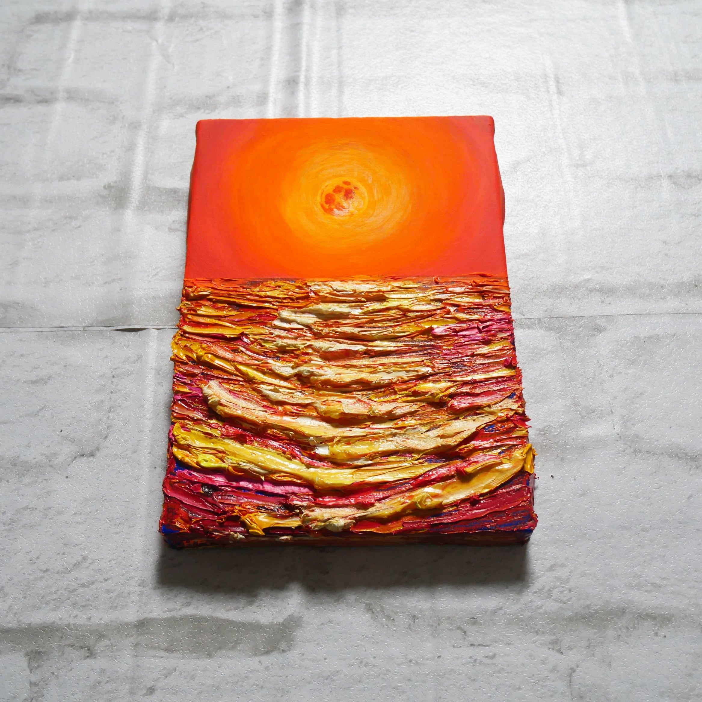 油絵 油彩 油彩画 絵 絵画【オレンジの月】SM号 | HIROSHI1990