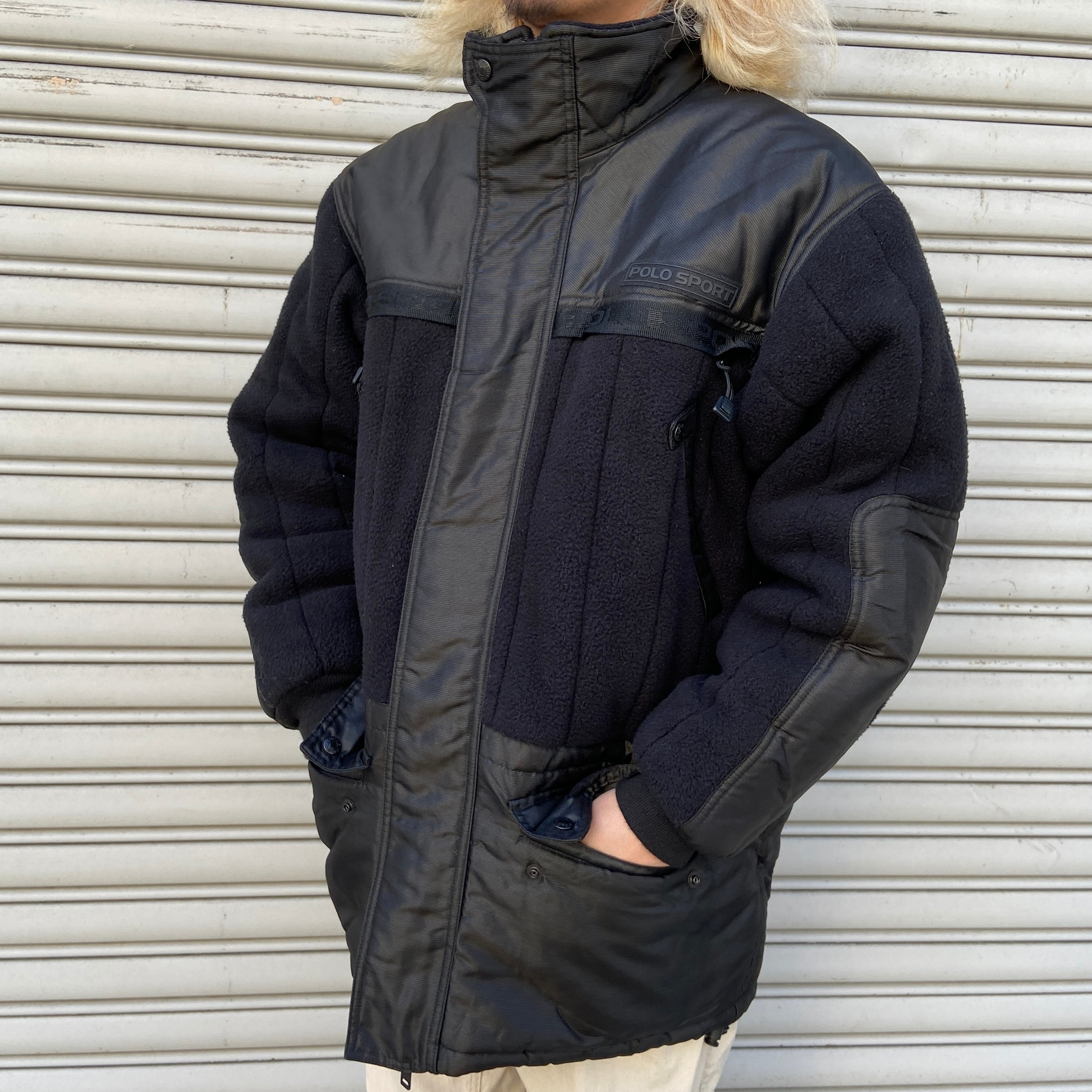 90s ポロスポーツ USA-RL テックナイロンフリース中綿ジャケット M