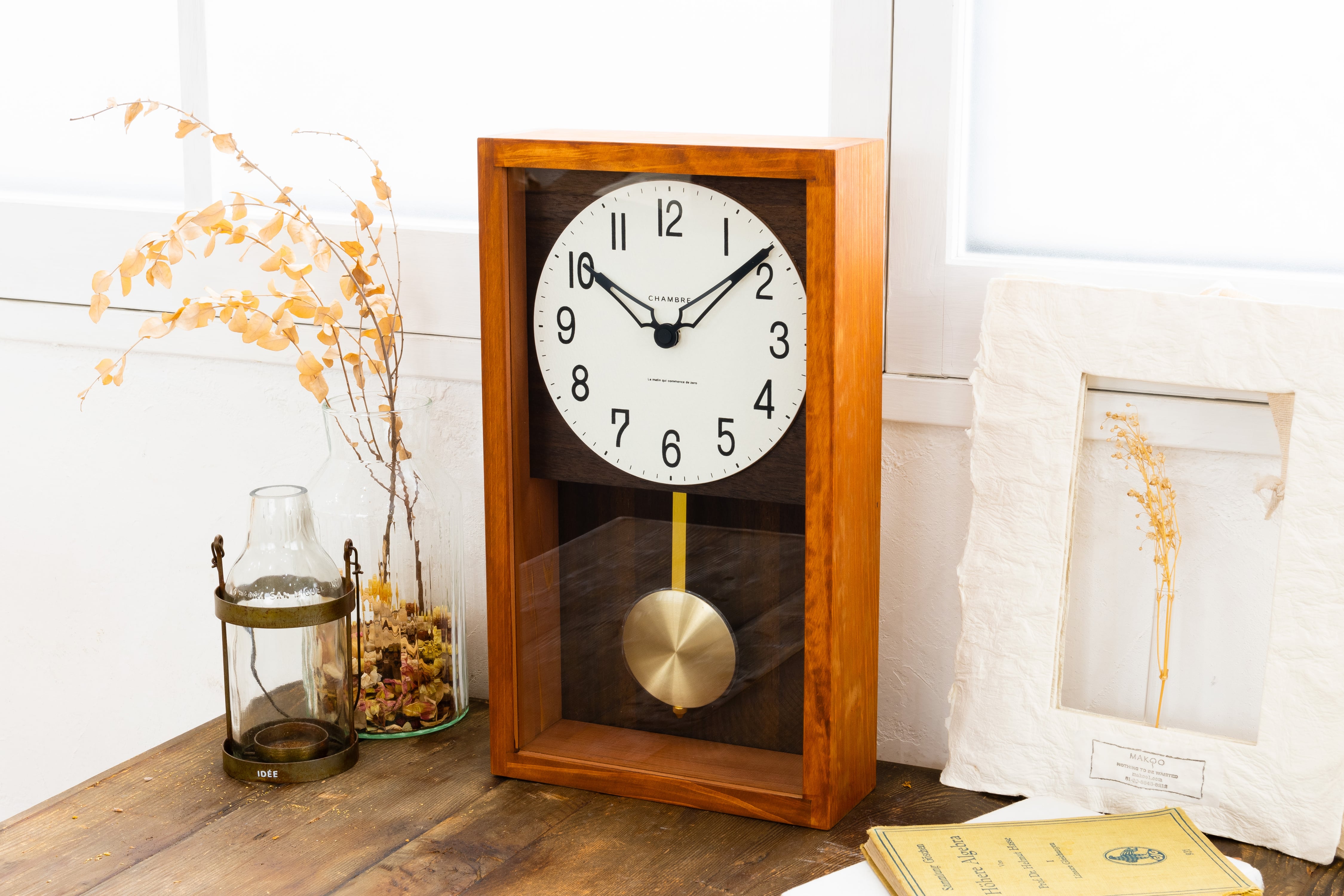 振り子時計 HINOKI PENDULUM CLOCK CAFE BROWN | シャンブル【CHAMBRE