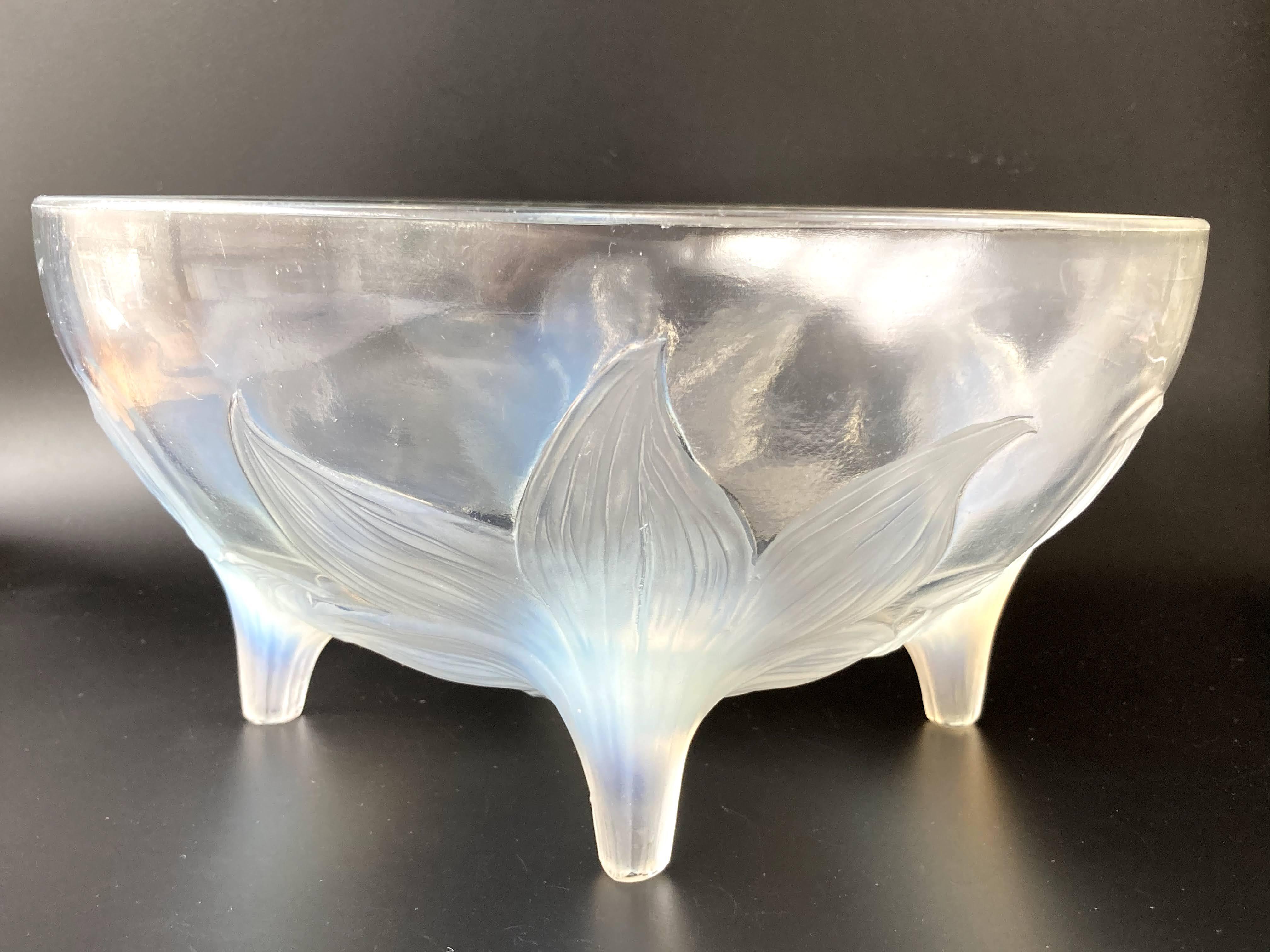 R.LALIQUE ルネ・ラリック「LYS」リス 百合 脚付硝子鉢 ボウル