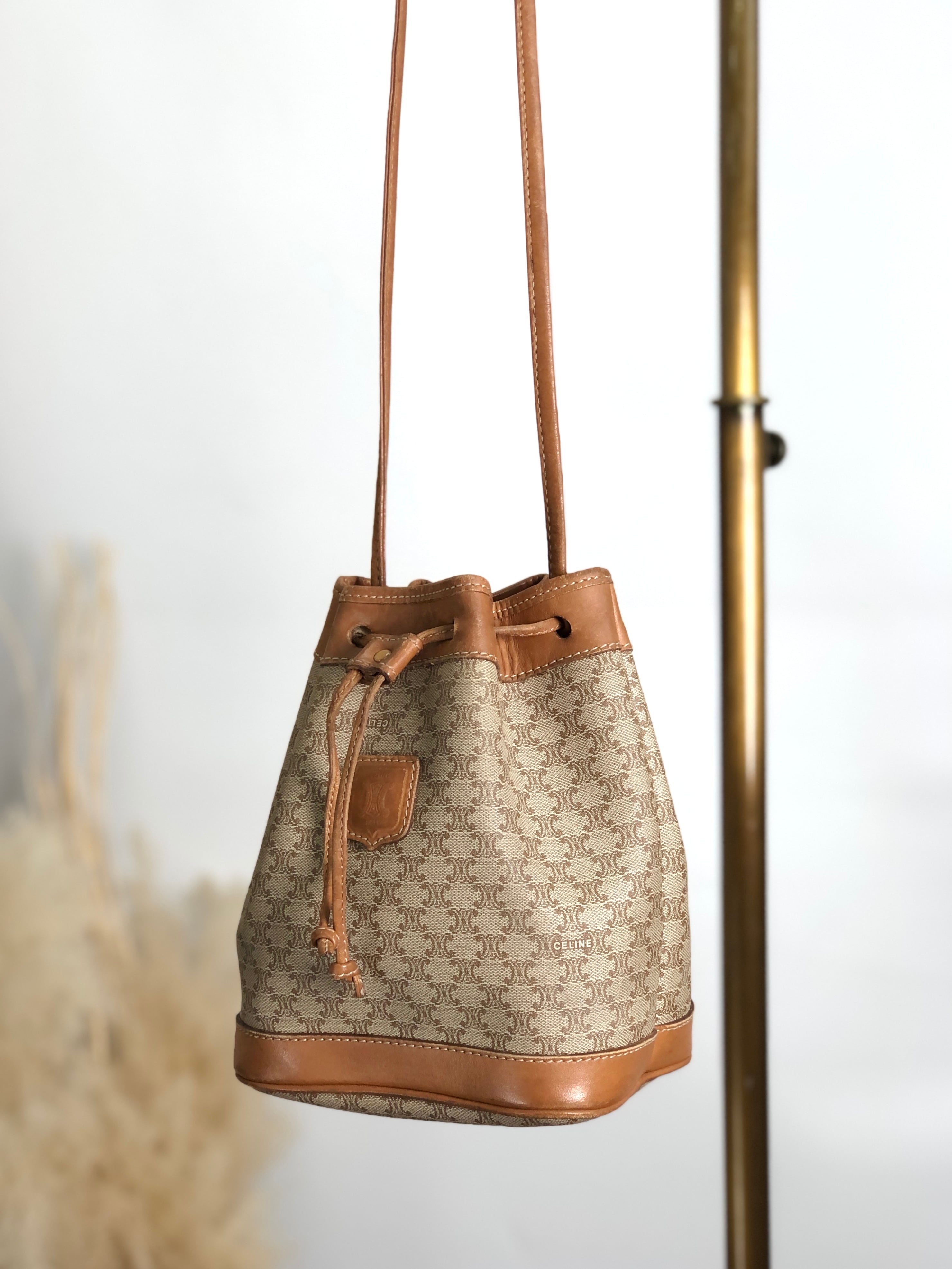 CELINE セリーヌ マカダム ブラゾン型押し 巾着 ショルダーバッグ ミニ