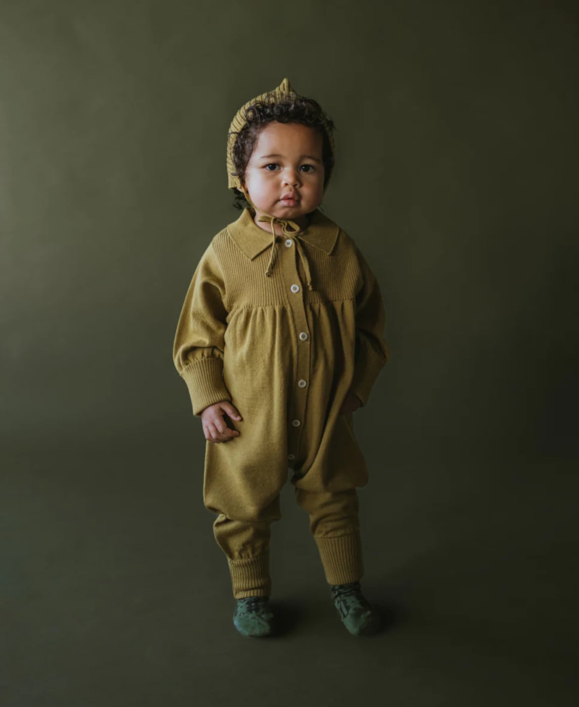 MABLI 小人 ロンパース ボンネット18m ブラウン 2025SS マブリ MABLI