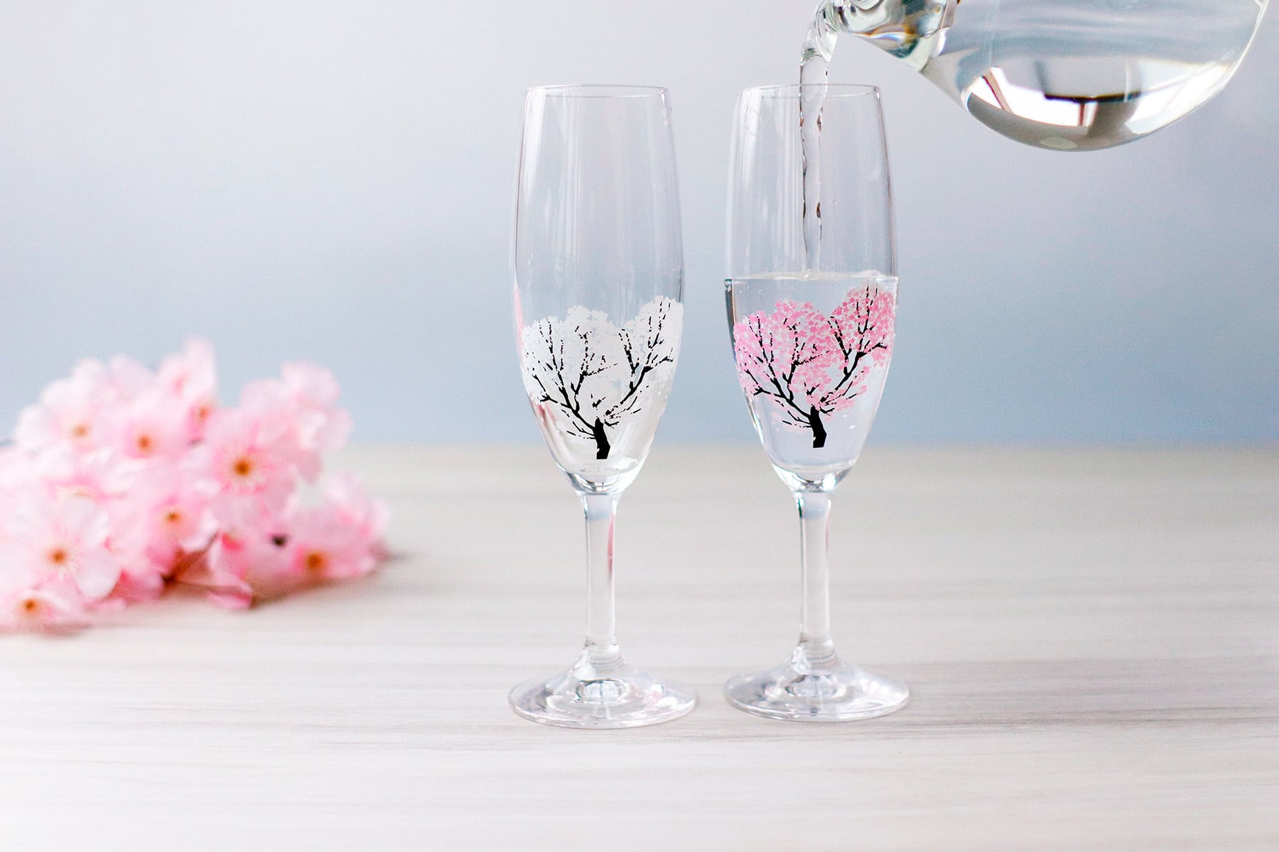 0100-002-00】『冷感桜』『シャンパングラスペアセット』*春 桜 グラス