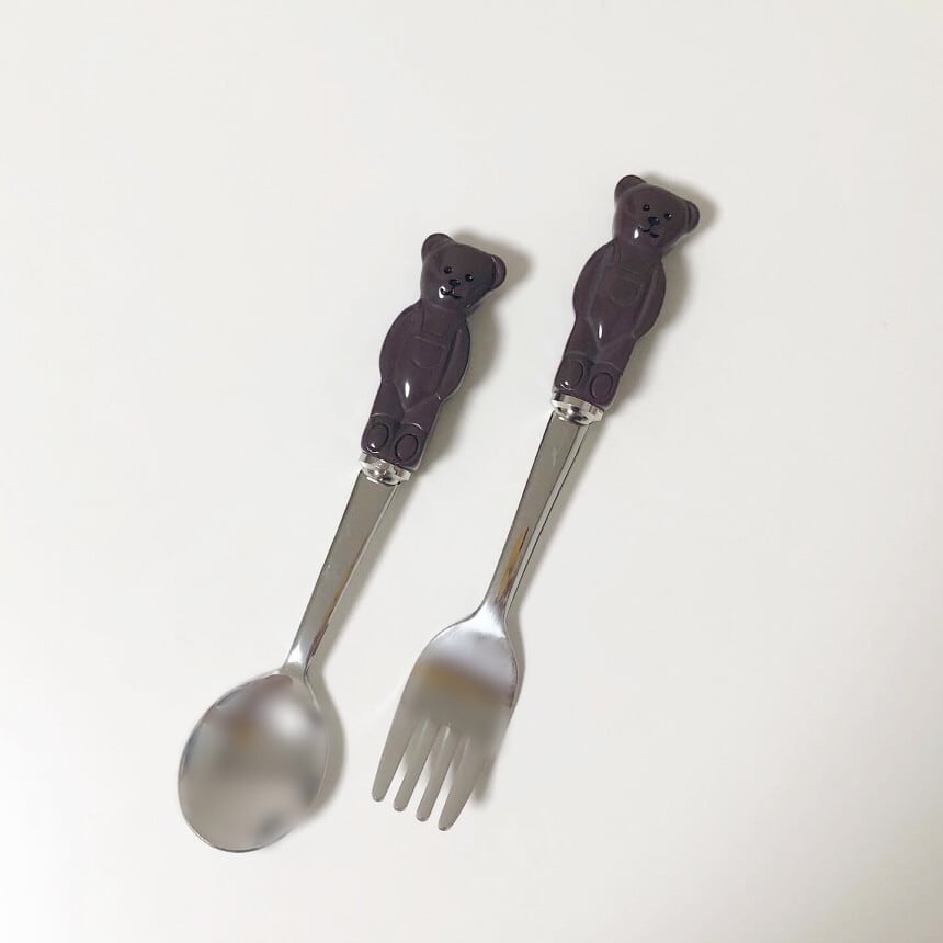 bear spoon fork SET ver.2 4colors / くまさん スプーン フォーク