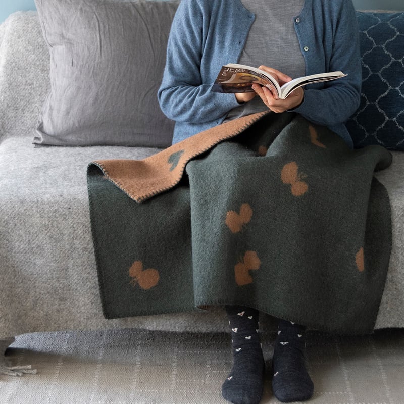 ウール ミニブランケット CHOUCHO by mina perhonen グリーン/ブラウン