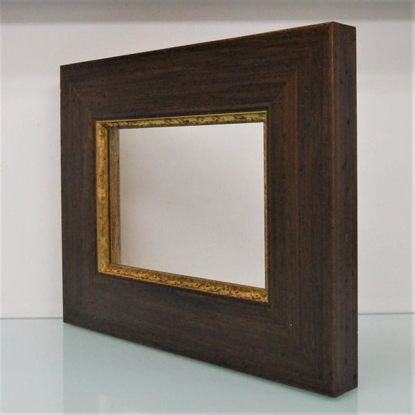 額縁アンティークおしゃれフレーム茶金14-9073額縁寸法ハガキ（152mm