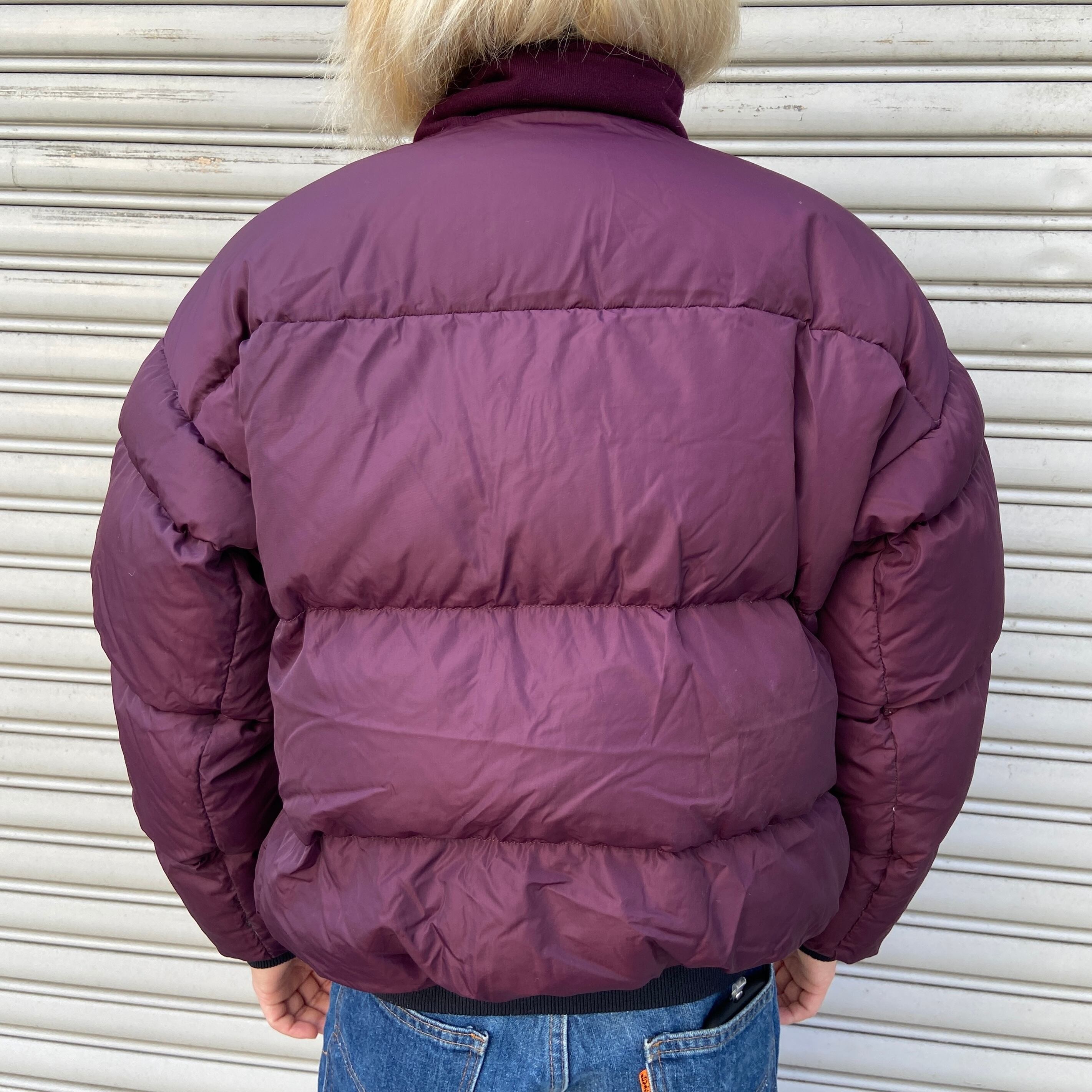 80s Columbia コロンビア リバーシブルダウンジャケット 黒 紫 L