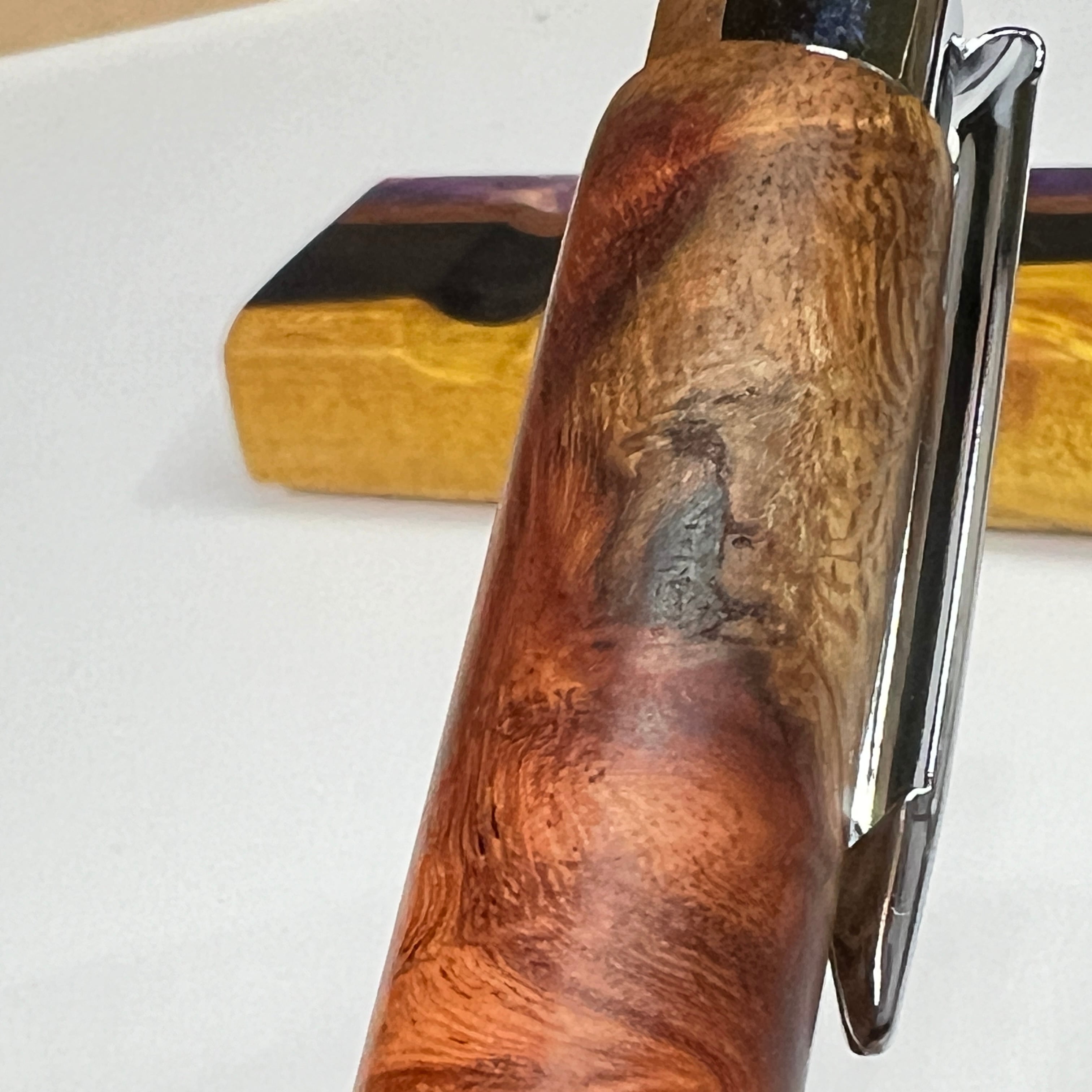 5花梨瘤紅白 木製シャーペン 最強低重心 極太最重量 真鍮 | handwood