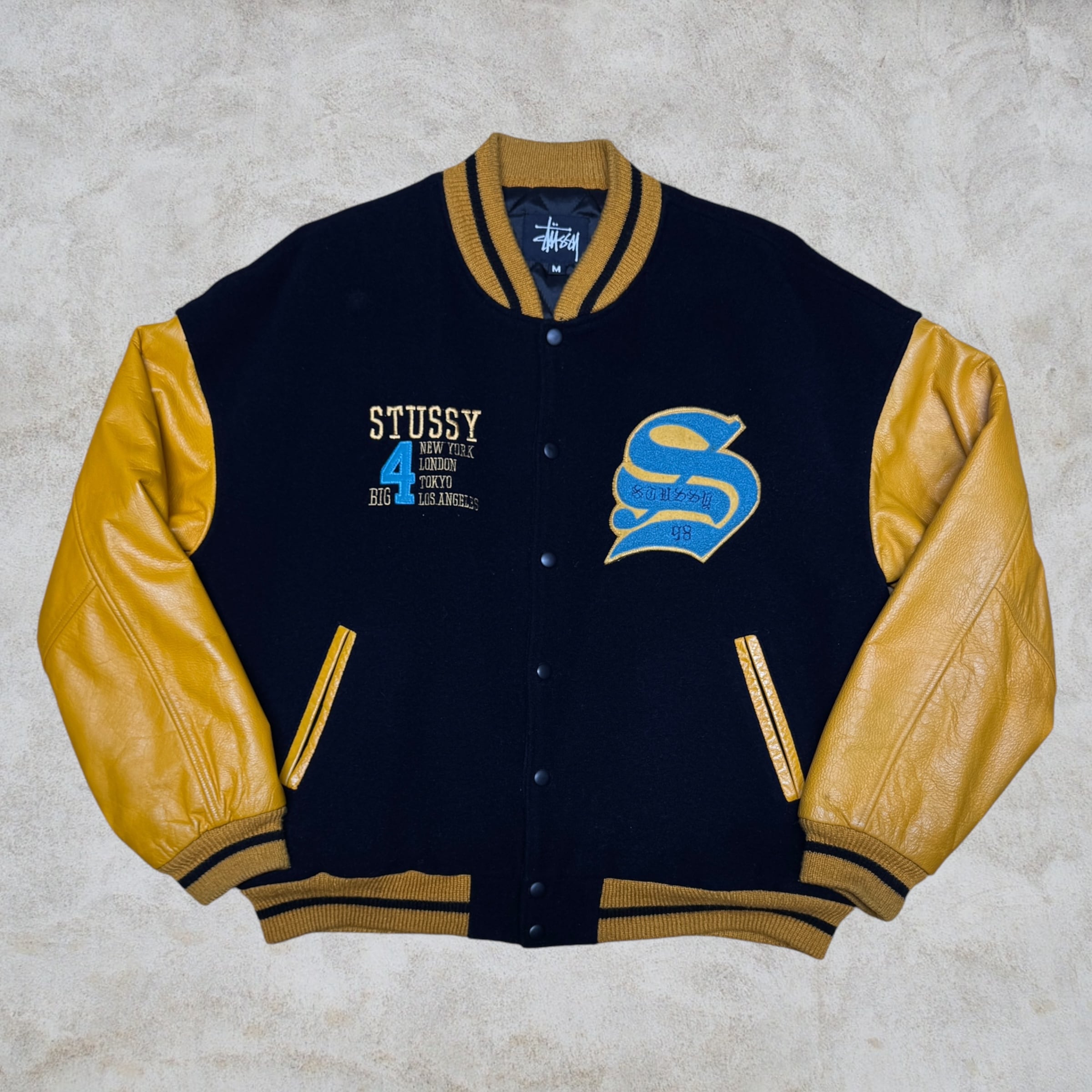 90's old stussy Varsity Jacket “BIG 4” “スタジャン” 【高円寺本店
