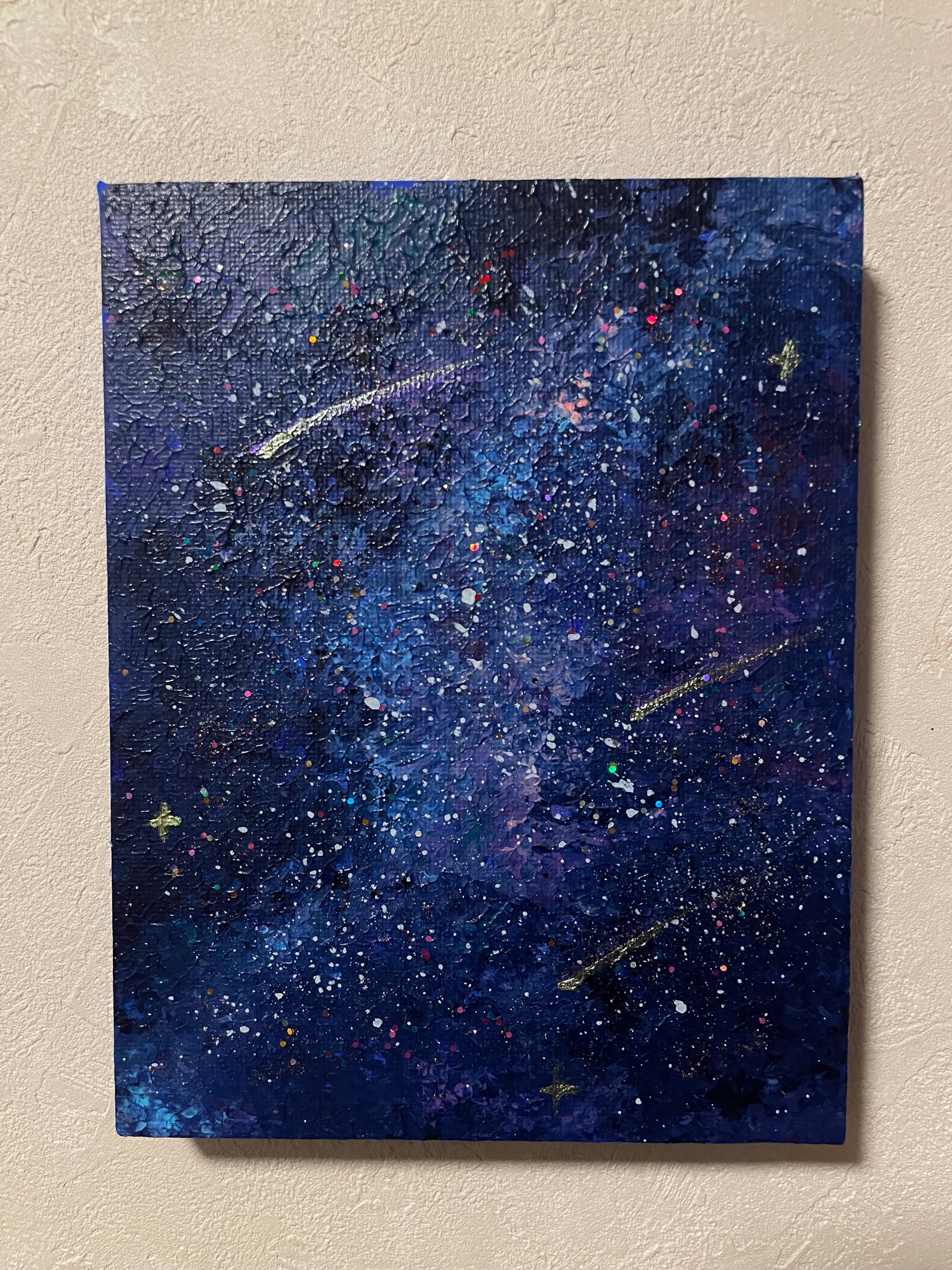 A-142/24】抽象画 風景画 夜空 宇宙 原画 絵画 キャンバス 真作