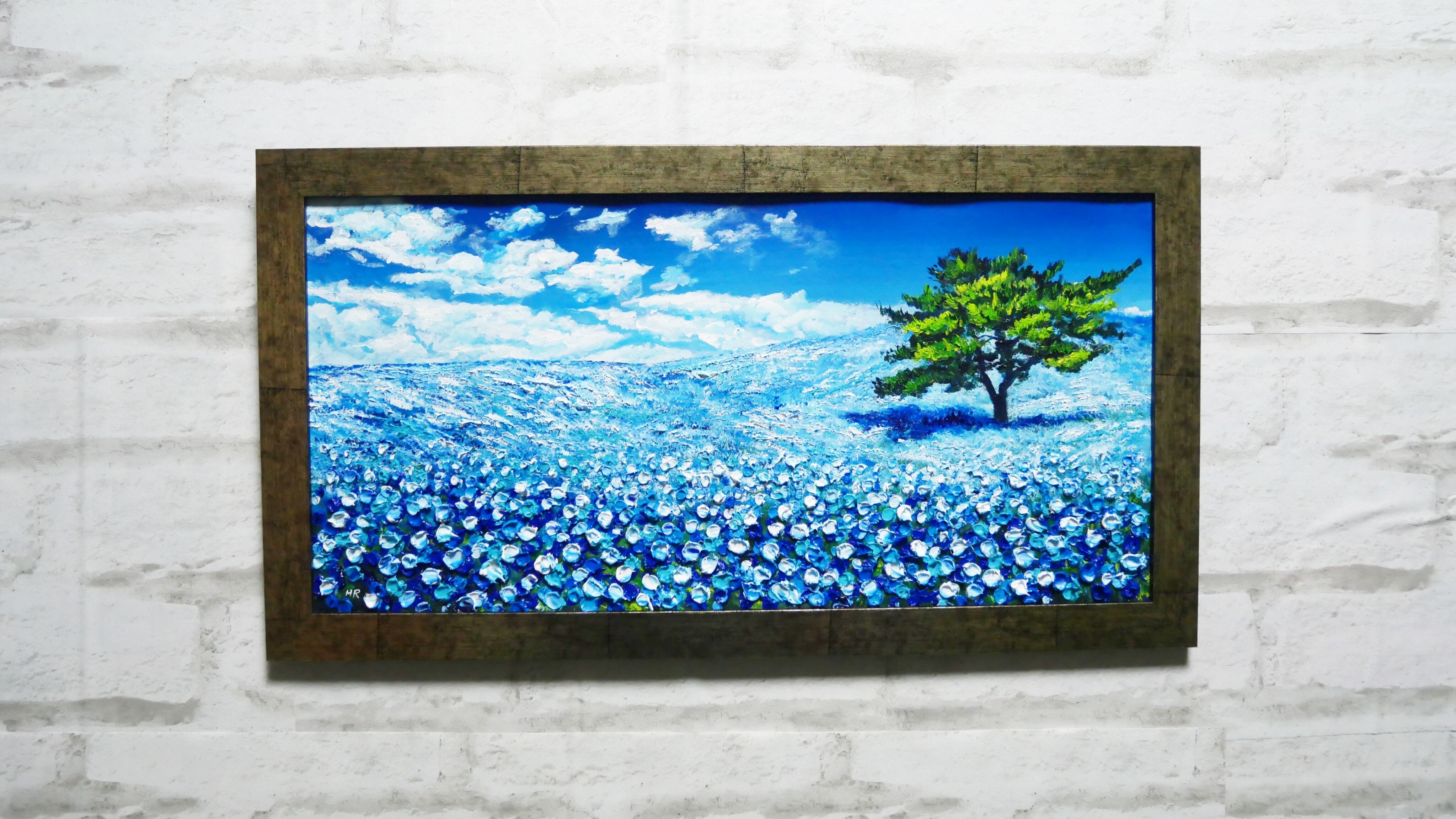 油絵 油彩 油彩画 絵 絵画 【ネモフィラの丘】 | HIROSHI1990