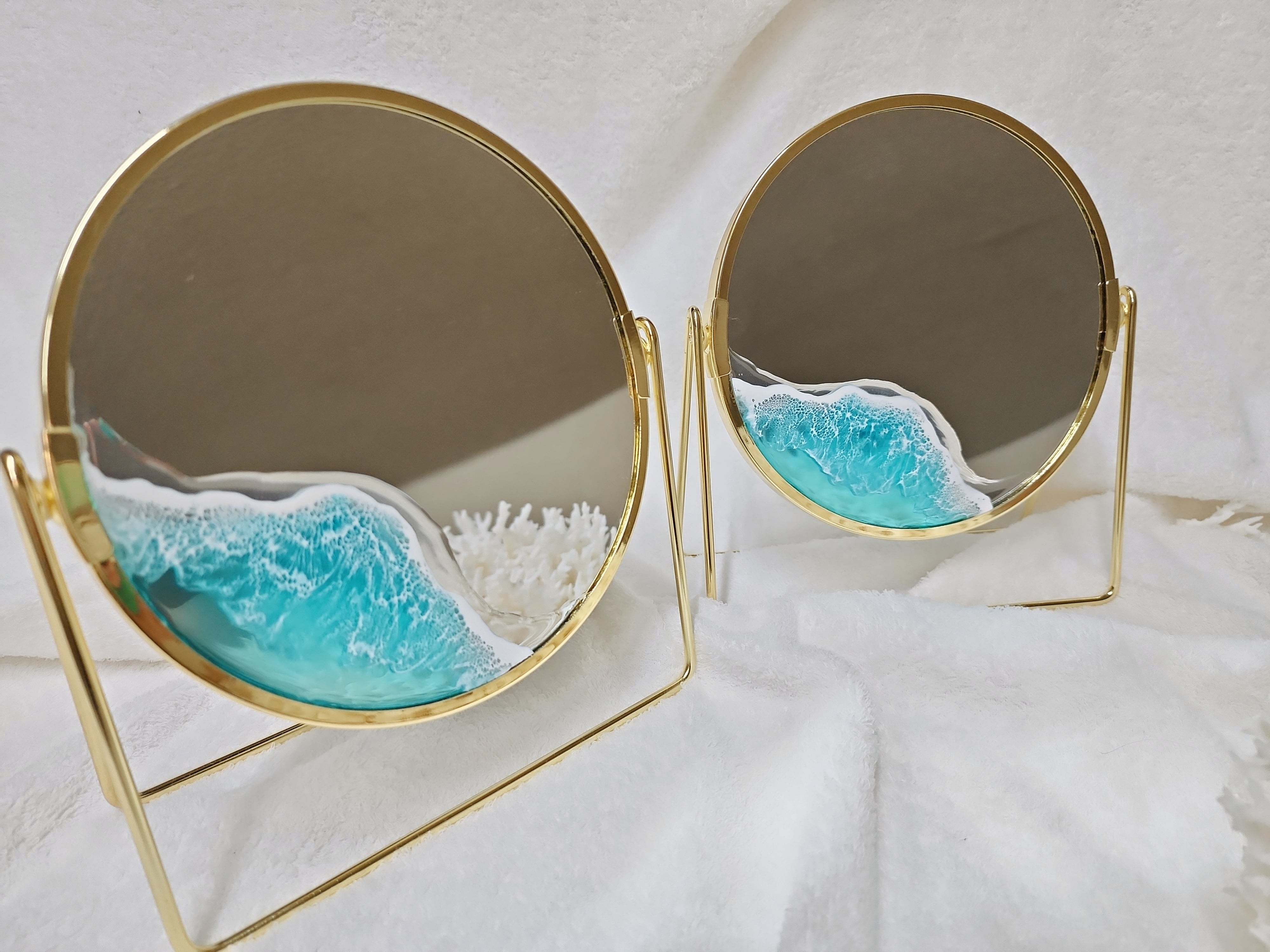 214.オーシャンレジンアート スタンドミラー | Leaf Edgez